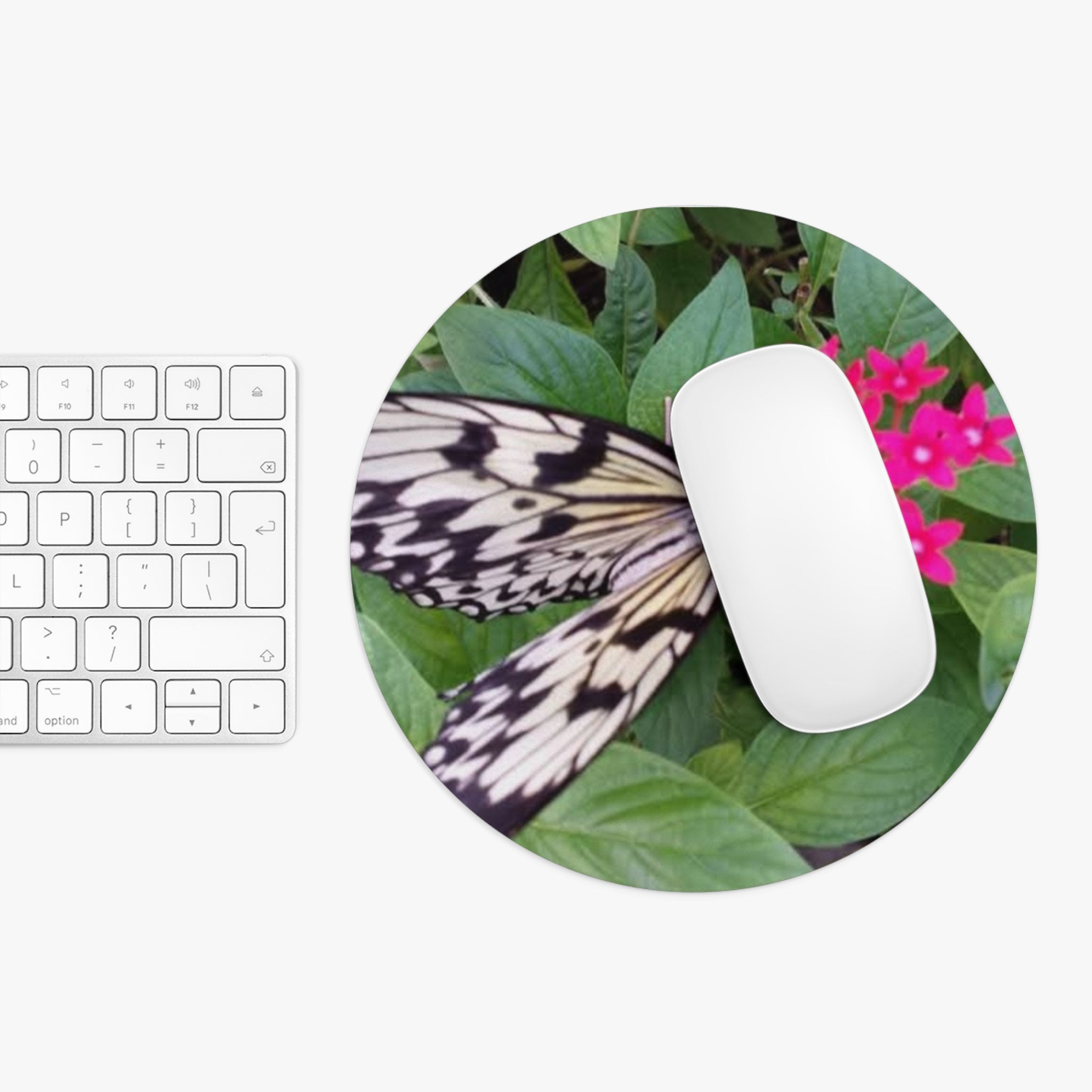 Butterfly on Pink Flower Mouse Pad – Nature Desk Mat for Garden Lovers