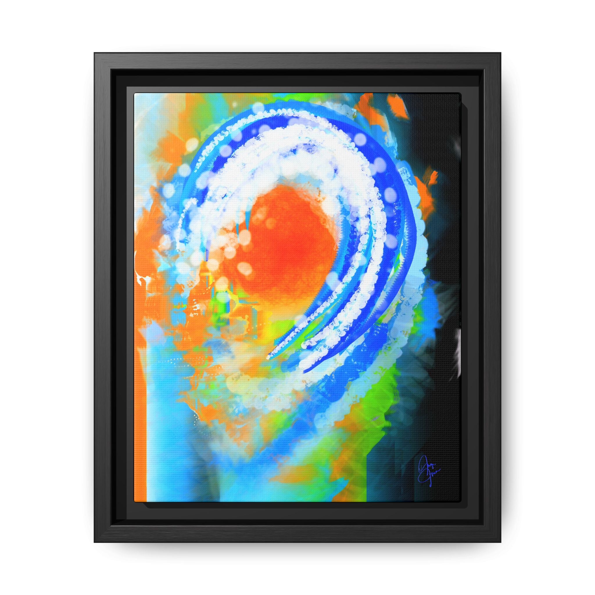 Abstract Ocean Wave Matte Canvas Print — Framed Multi‑Color Wall Art