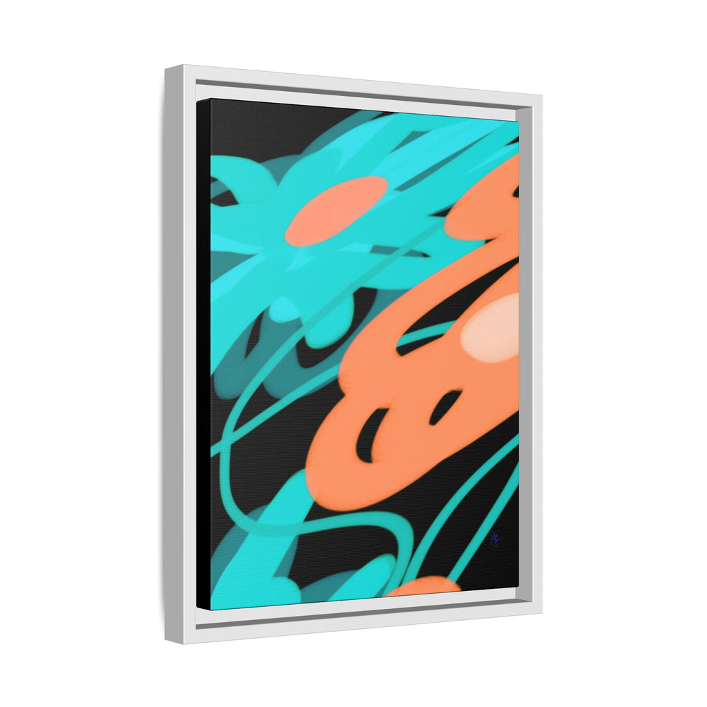 Abstract Teal & Coral Splash Framed Canvas