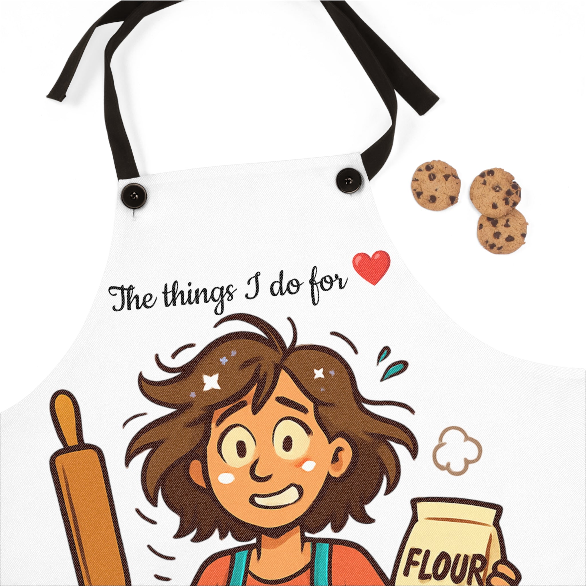 Baking Mom Apron — "The Things I Do For Love" Cute Baking Chef Apron