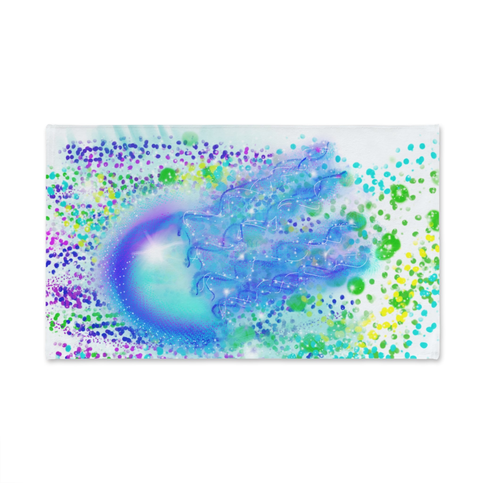 Jellyfish Splash Hand Towel — Iridescent Ocean Waves, Blue & Teal Sea Life Design