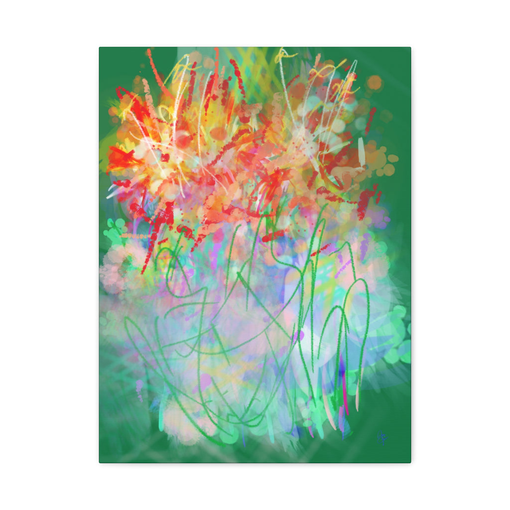 Abstract Floral Canvas Print — Colorful Spring Garden Matte Wall Art (Stretched 1.25")