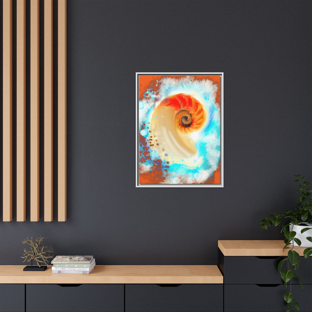 Framed Abstract Spiral Canvas Art — Vibrant Nautical Wave Print