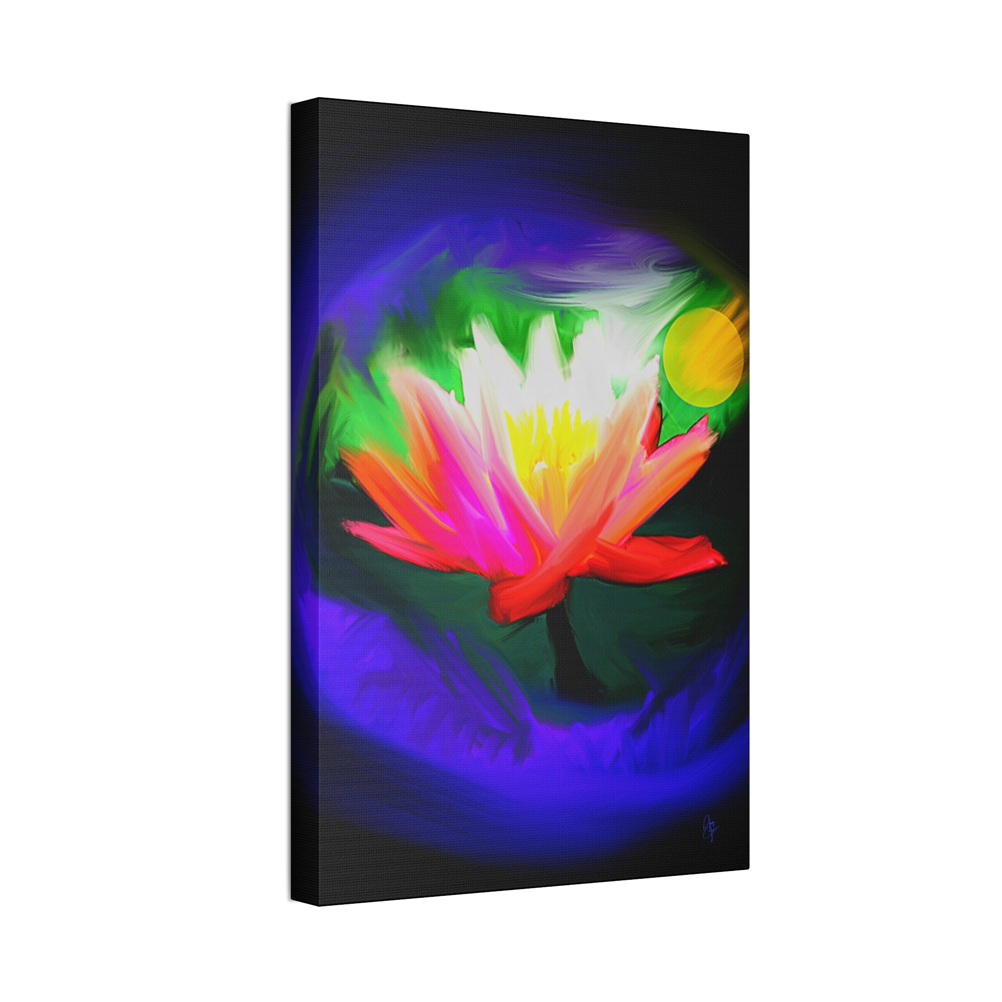 Vibrant Lotus Canvas Print — Bright Floral Stretched Wall Art