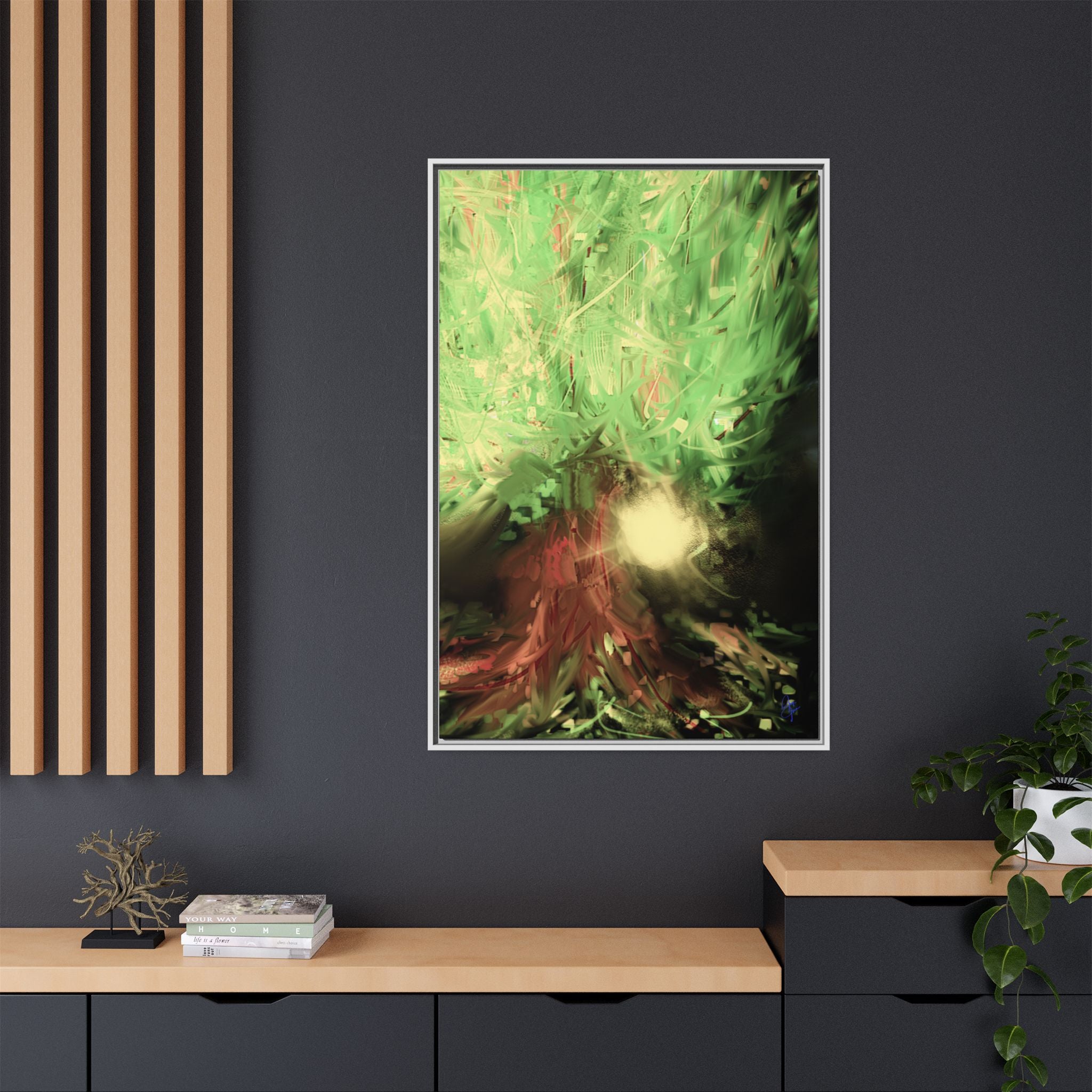 Sunset Tree Matte Canvas Framed Wall Art