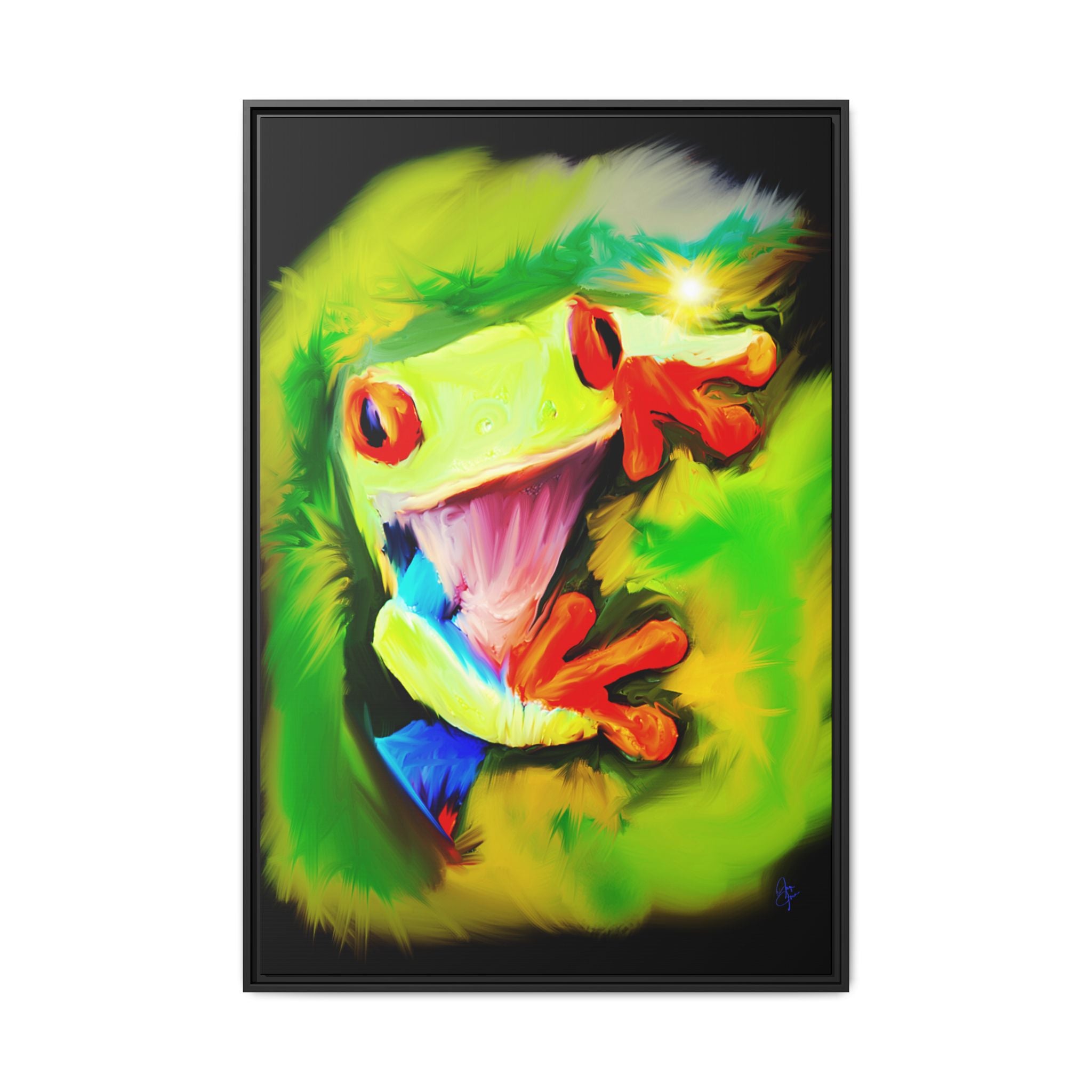 Colorful Tree Frog Matte Canvas Print — Framed Tropical Wall Art
