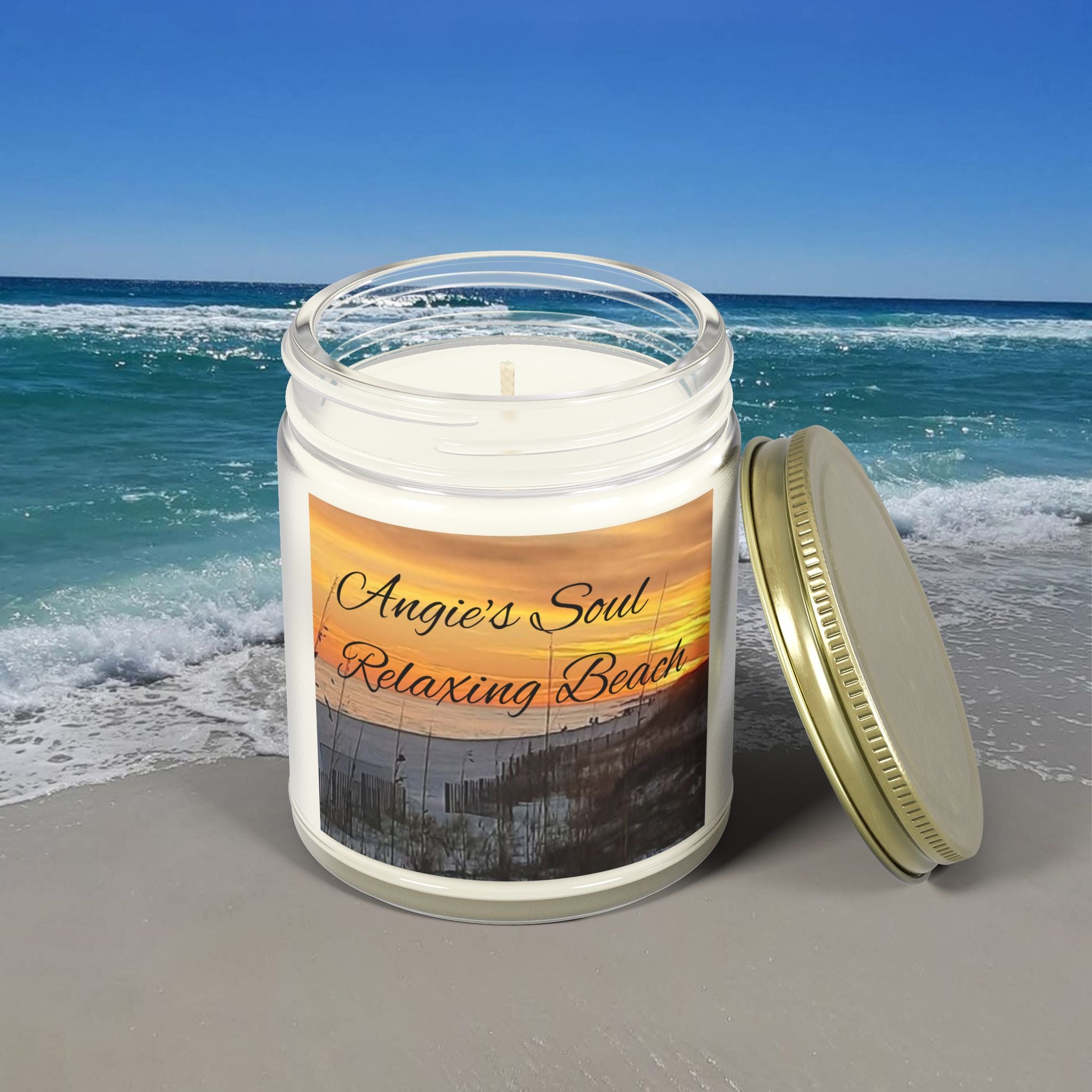 Relaxing Beach Scented Candle - Coconut Apricot Wax