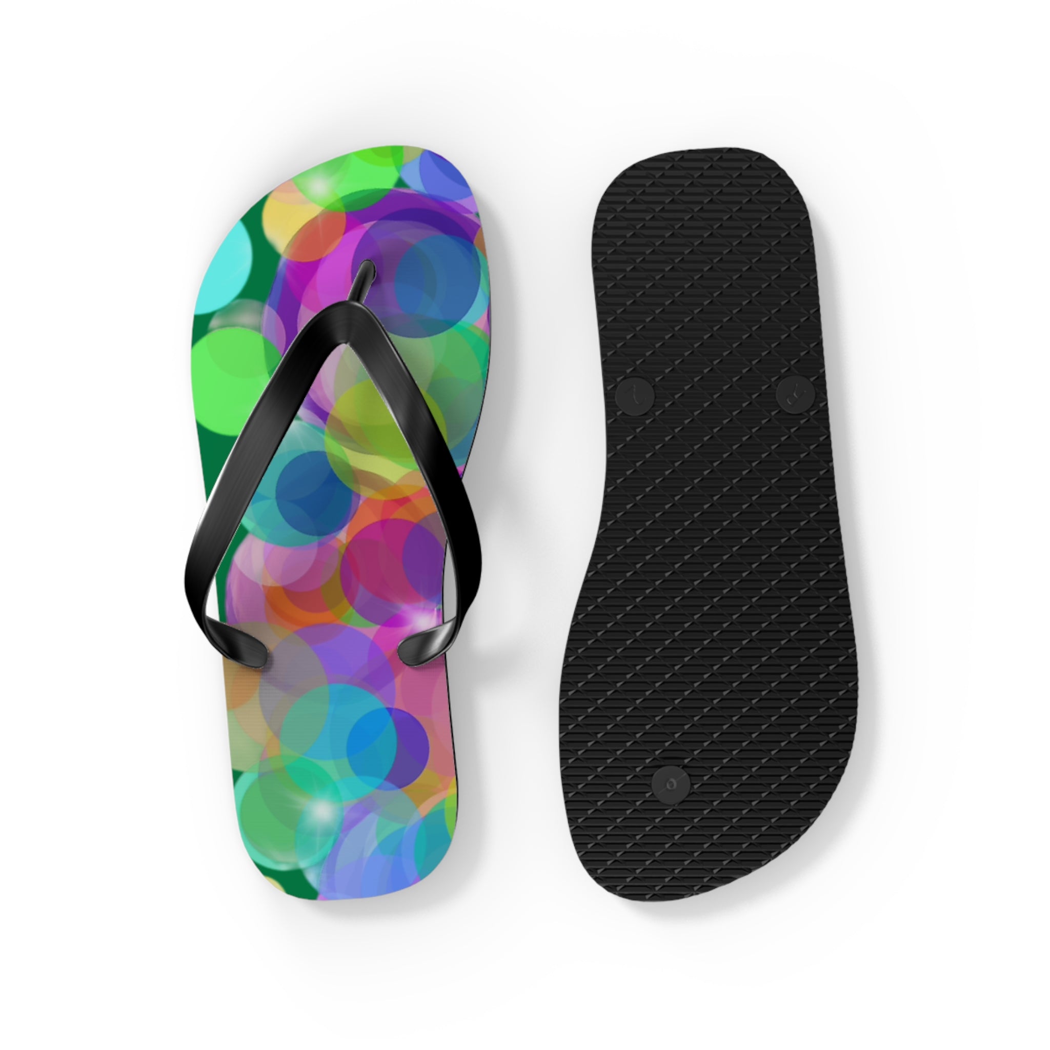 Flip Flops — Colorful Bokeh Circle Pattern Summer Sandals
