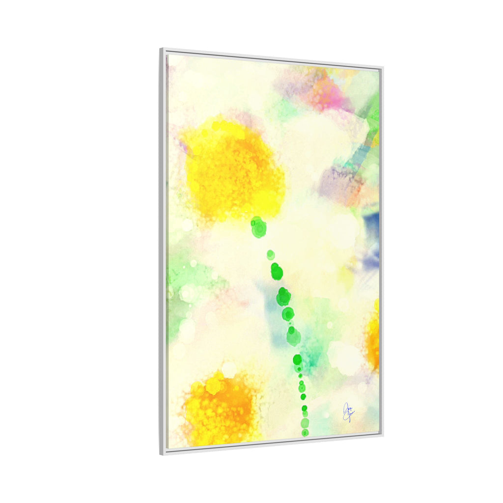 Framed Matte Canvas - Watercolor Yellow Floral Abstract Wall Art