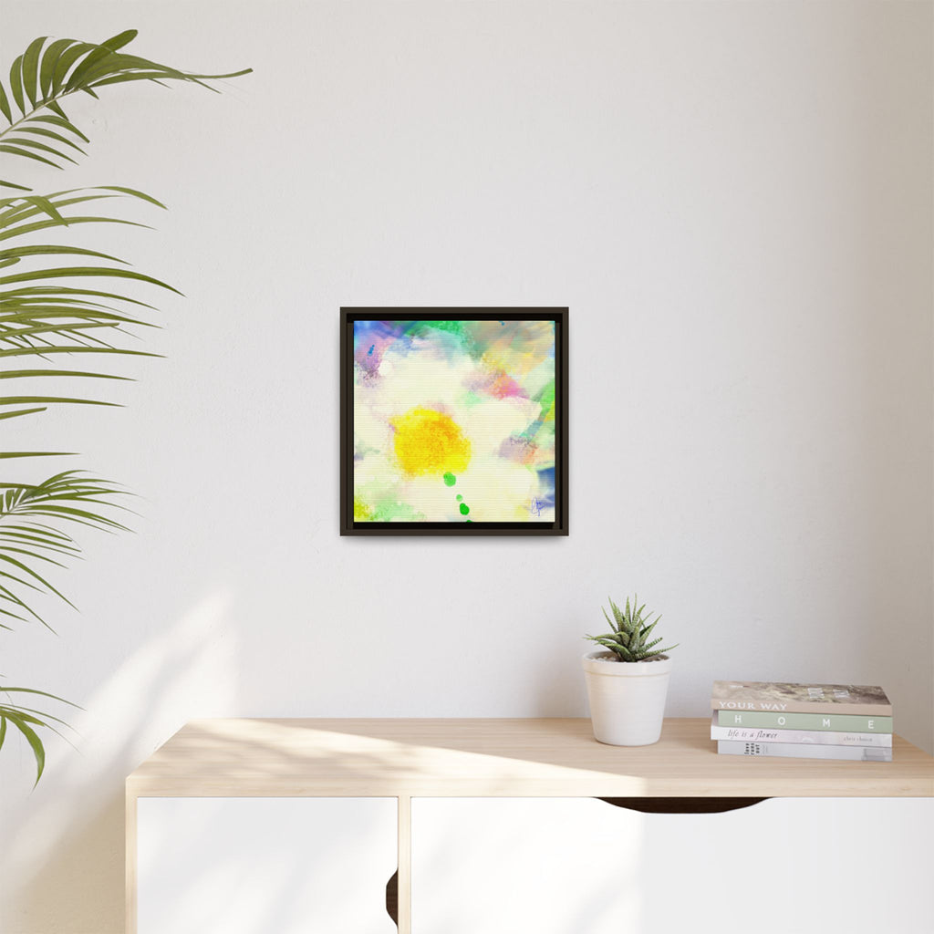 Framed Matte Canvas - Watercolor Yellow Floral Abstract Wall Art