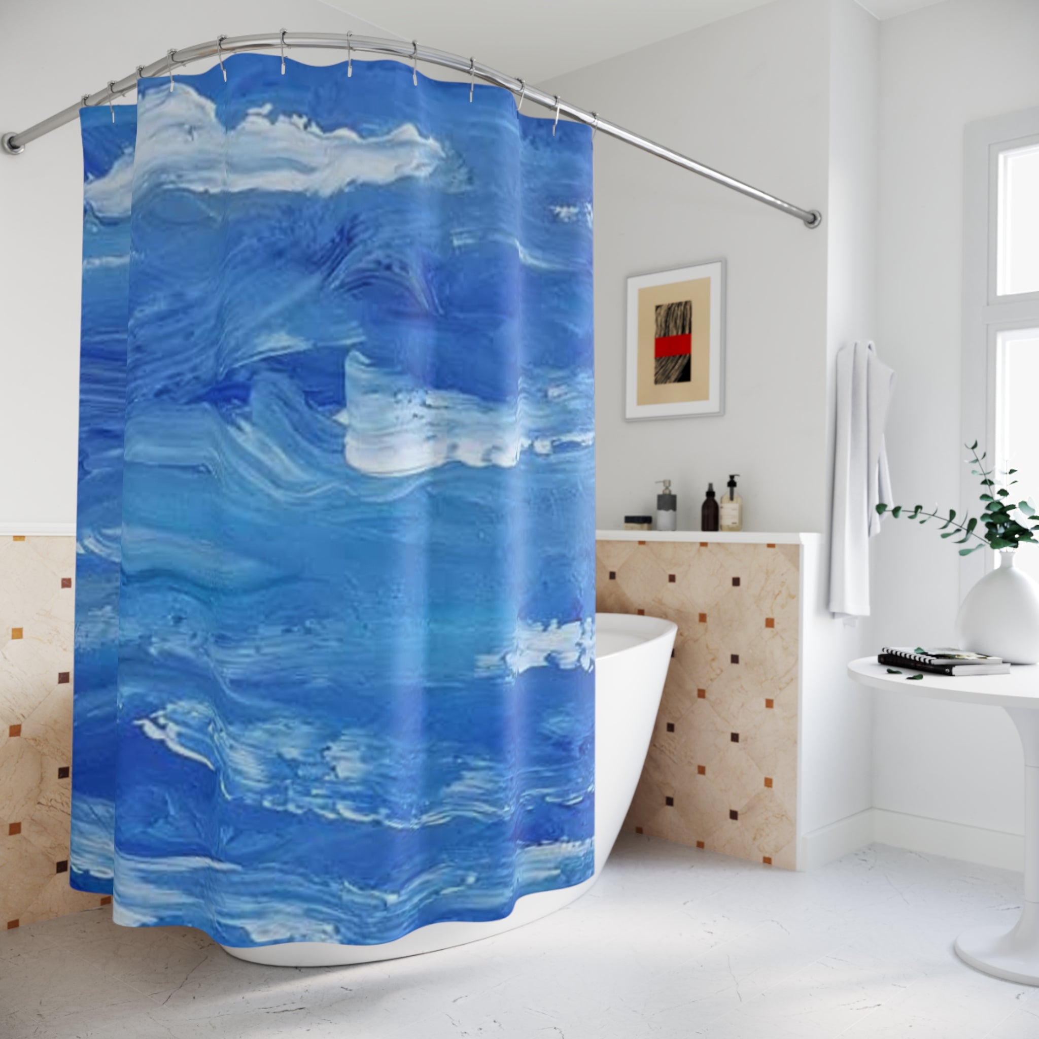 Ocean Wave Shower Curtain - Relaxing Water Design for Bathroom Decor
