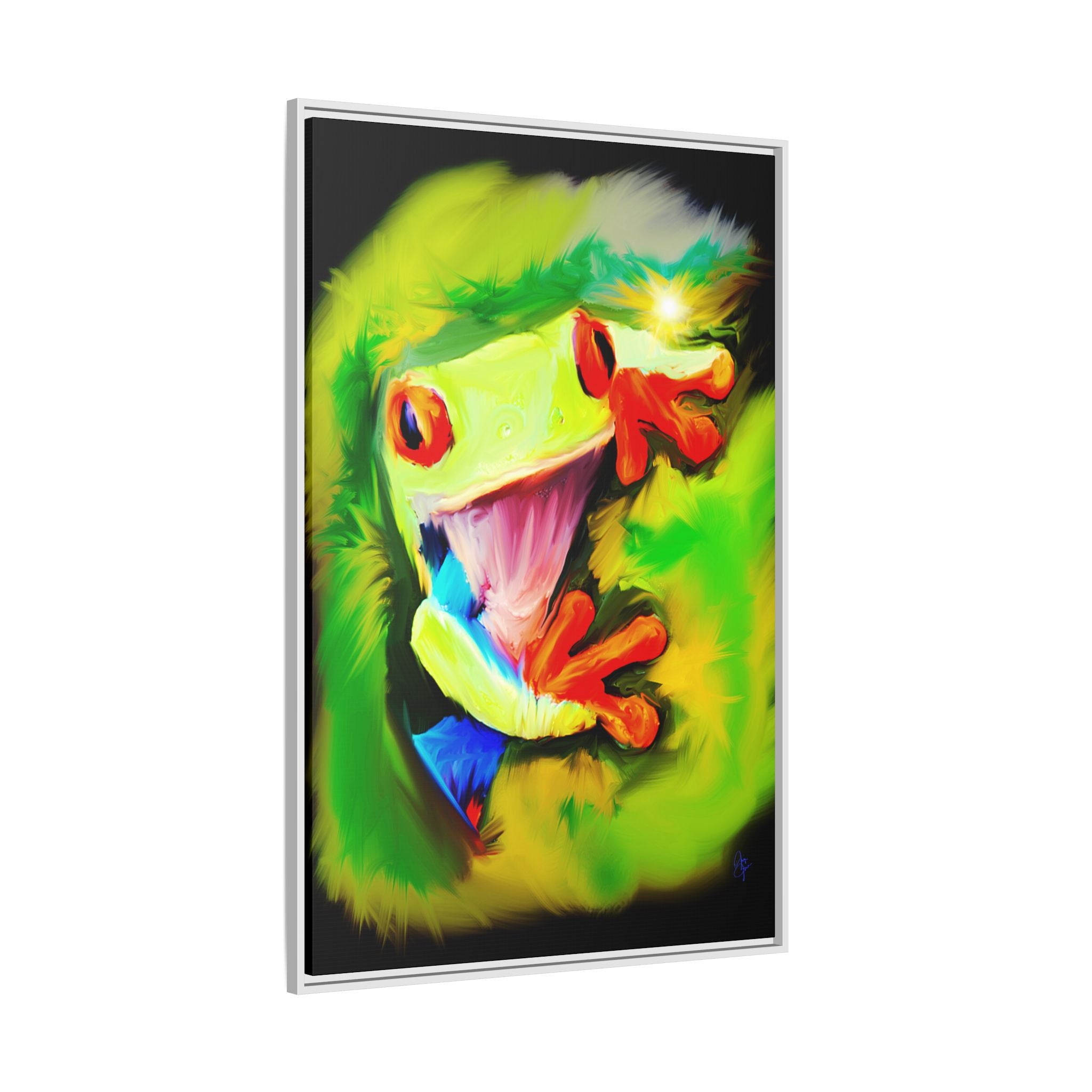 Colorful Tree Frog Matte Canvas Print — Framed Tropical Wall Art