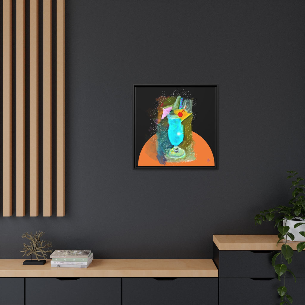Tropical Blue Cocktail Canvas Print — Framed Matte Bar Art