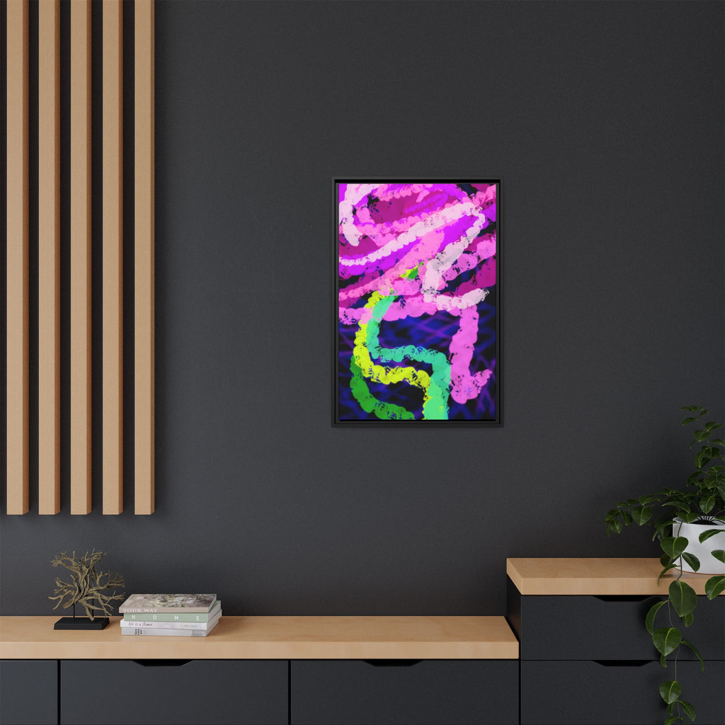 Framed Matte Canvas - Neon Rose Abstract Wall Art