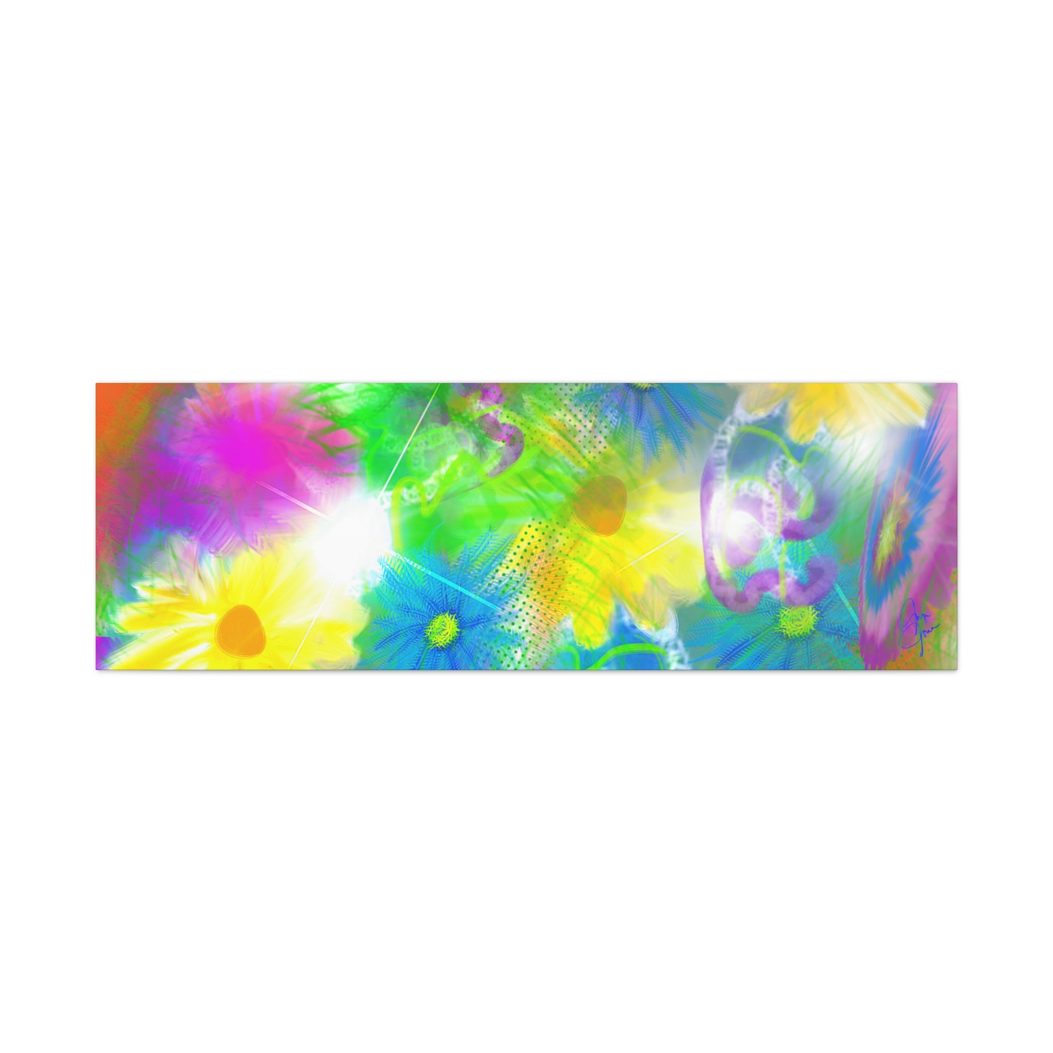 Bright Floral Abstract Matte Canvas Wall Art — Vibrant Daisy Pop