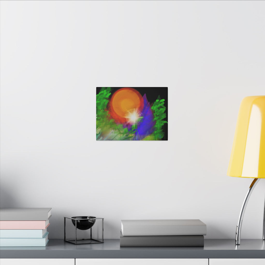 Sunburst Forest Matte Canvas Wall Art — Abstract Nature Landscape