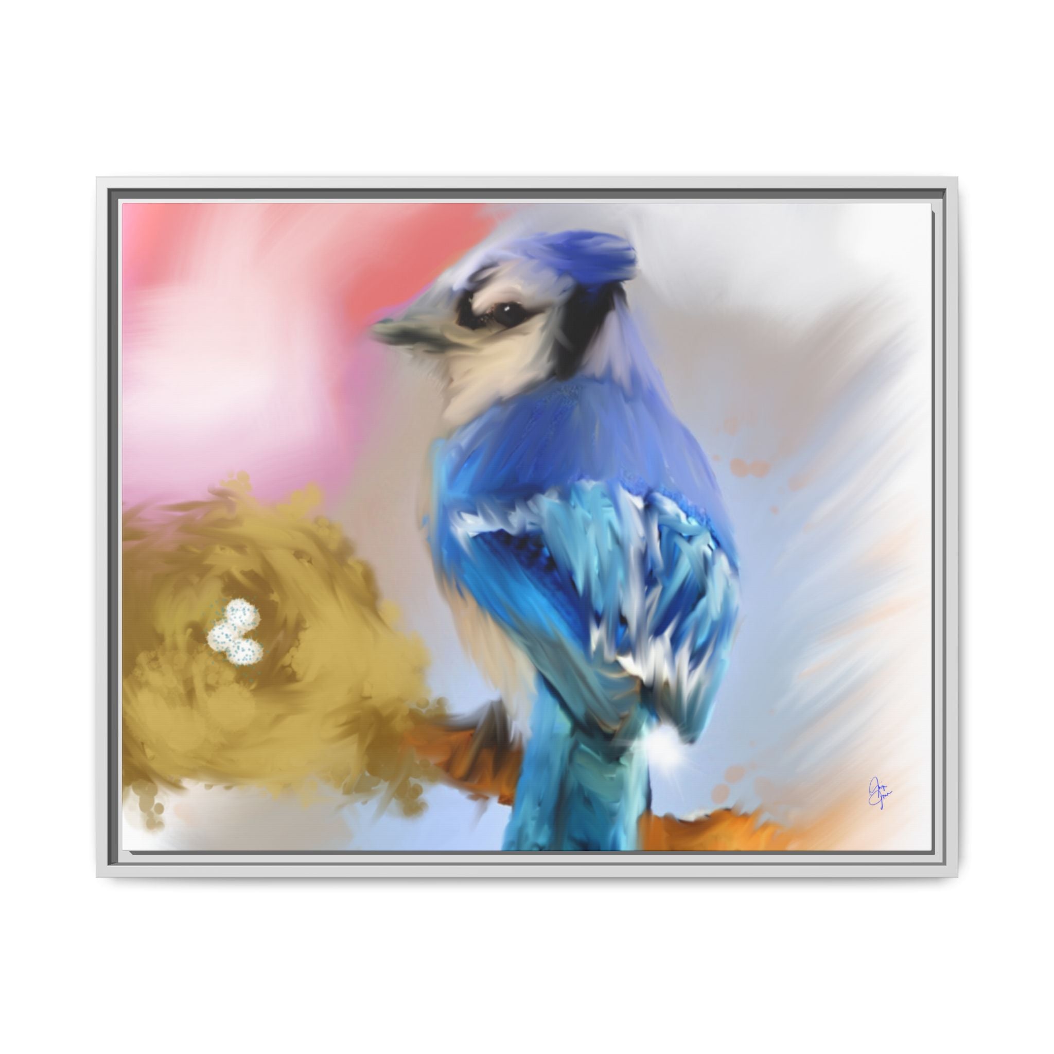 Blue Jay Art Print — Framed Matte Canvas Wall Art