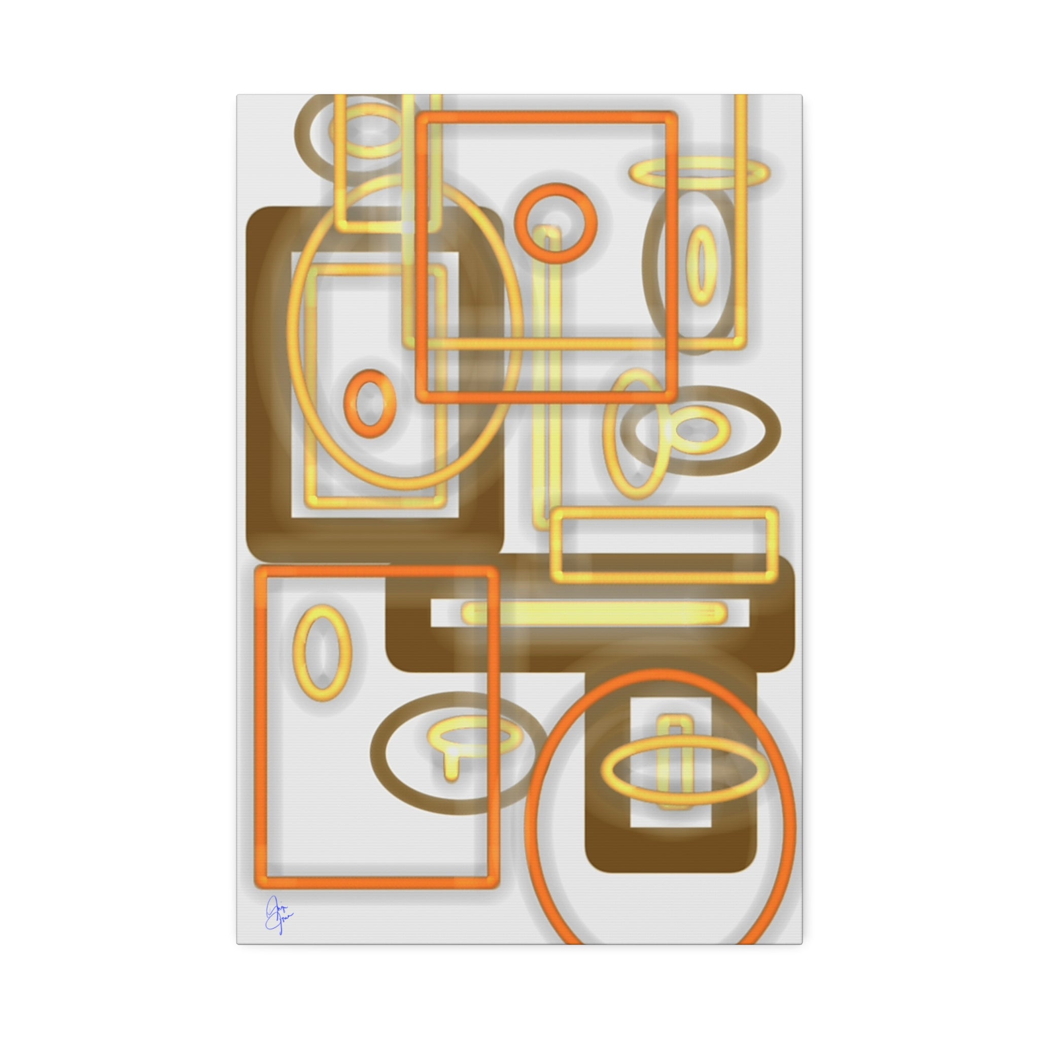 Abstract Geometric Art Canvas - Midcentury Shapes in Warm Gold & Rust