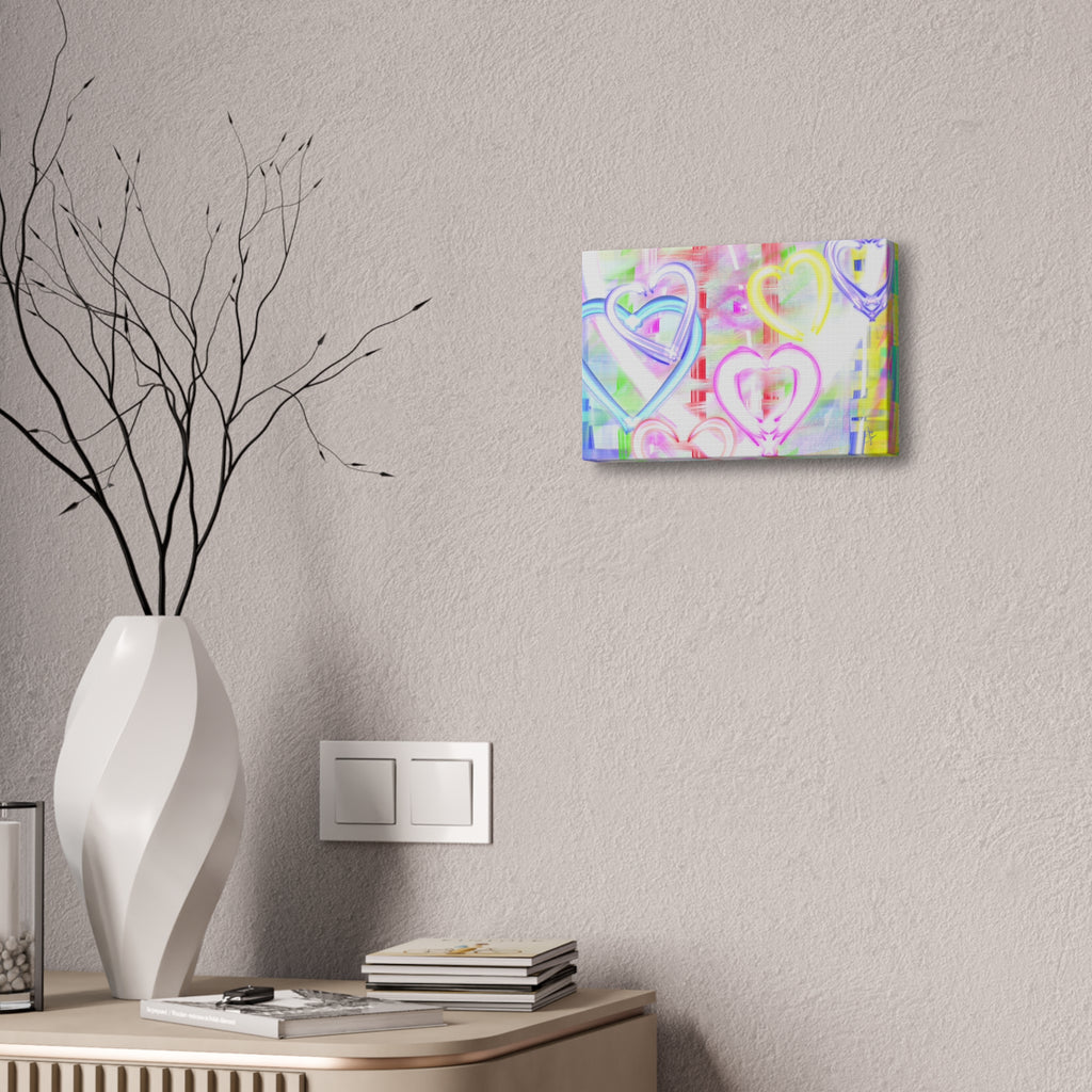 Colorful Neon Hearts Canvas Print — Stretched 1.5" Wall Art