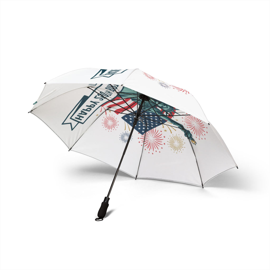 Patriotic Statue of Liberty Foldable Umbrella — 4th of July Fireworks & American Flag Design