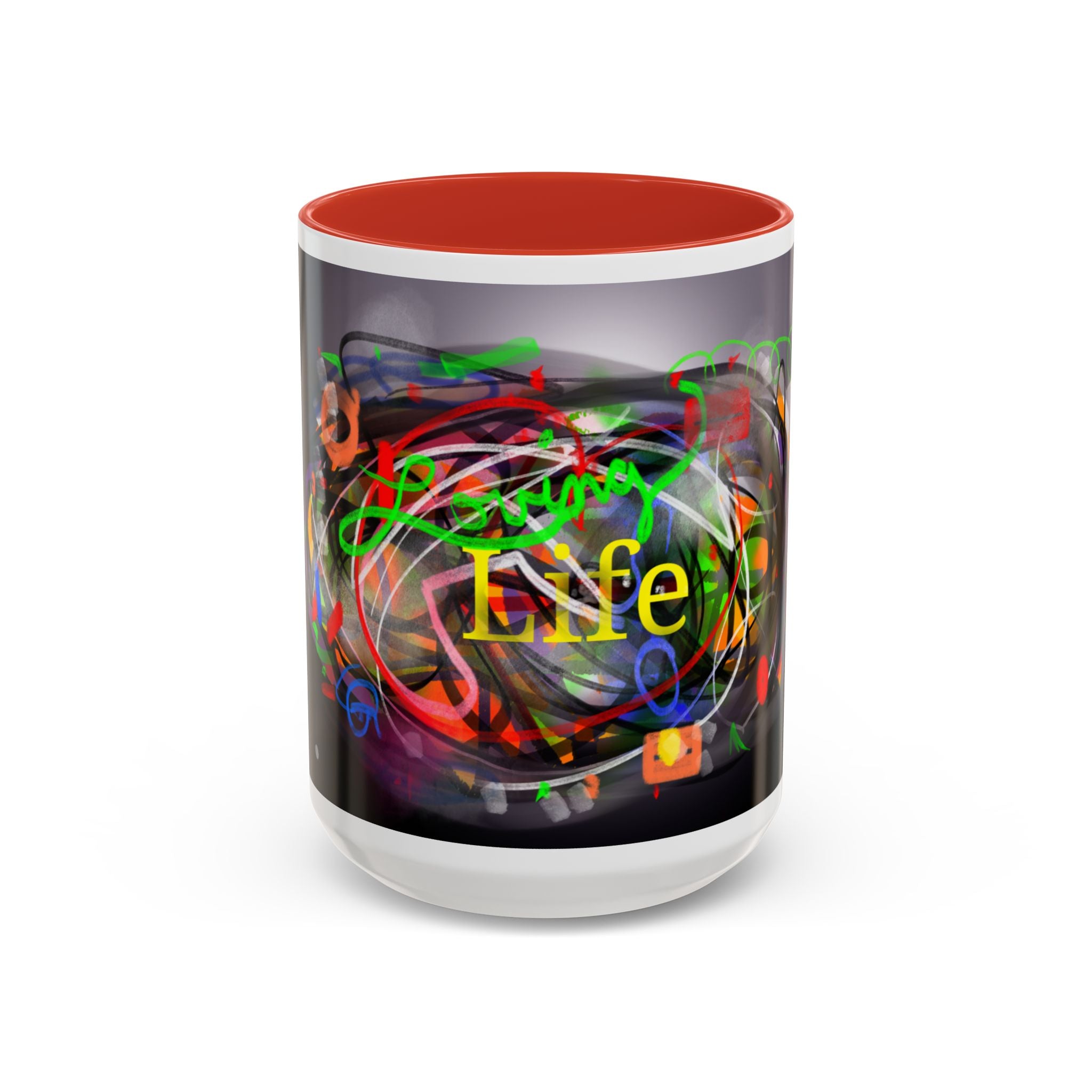 Abstract 'Live Your Life' Accent Coffee Mug — Colorful Artistic Ceramic Mug (11/15oz)