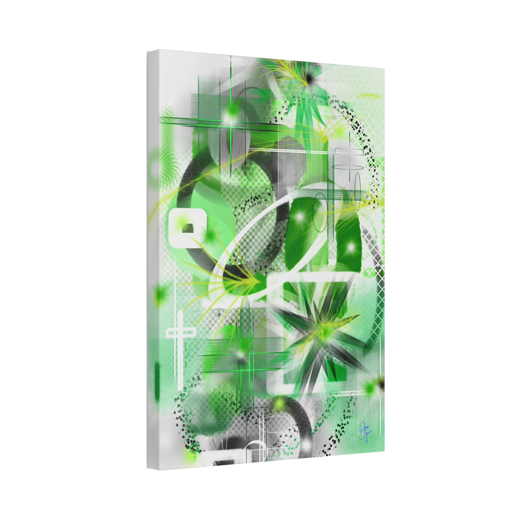 Abstract Green Geometric Canvas Stretched Print