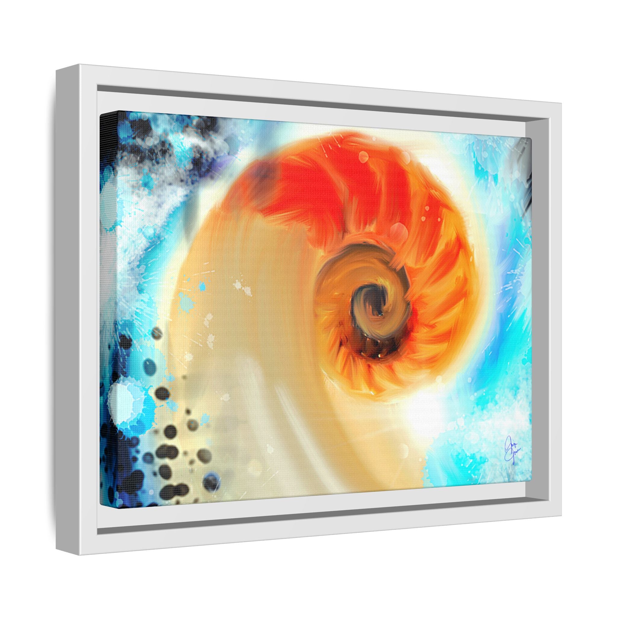 Framed Abstract Spiral Canvas Art — Vibrant Nautical Wave Print