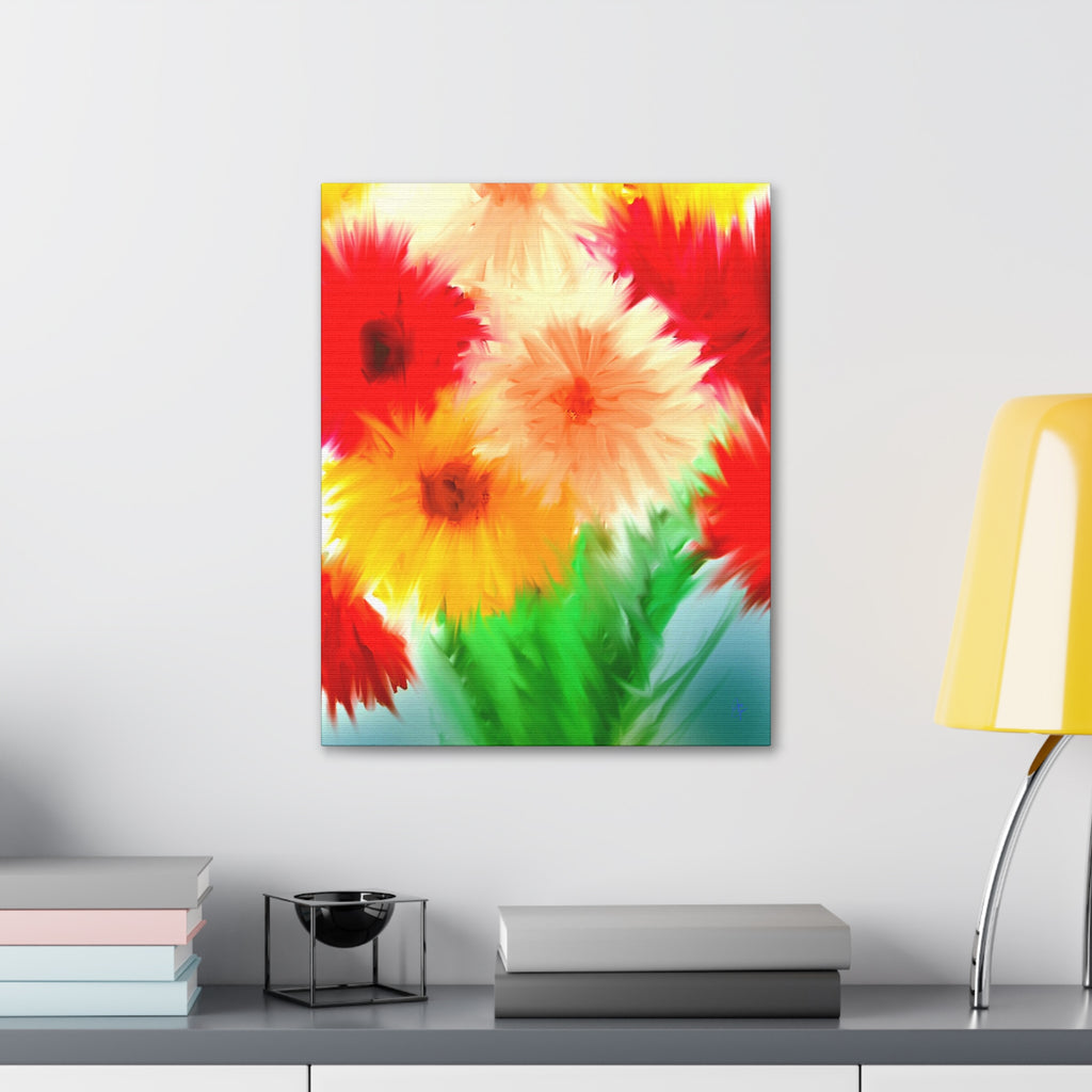Bright Floral Abstract Canvas Wall Art — Stretched 1.5"