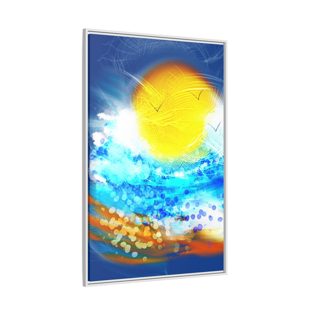 Sunshine Shore Matte Canvas Framed Wall Art — Bright Abstract Beach Print