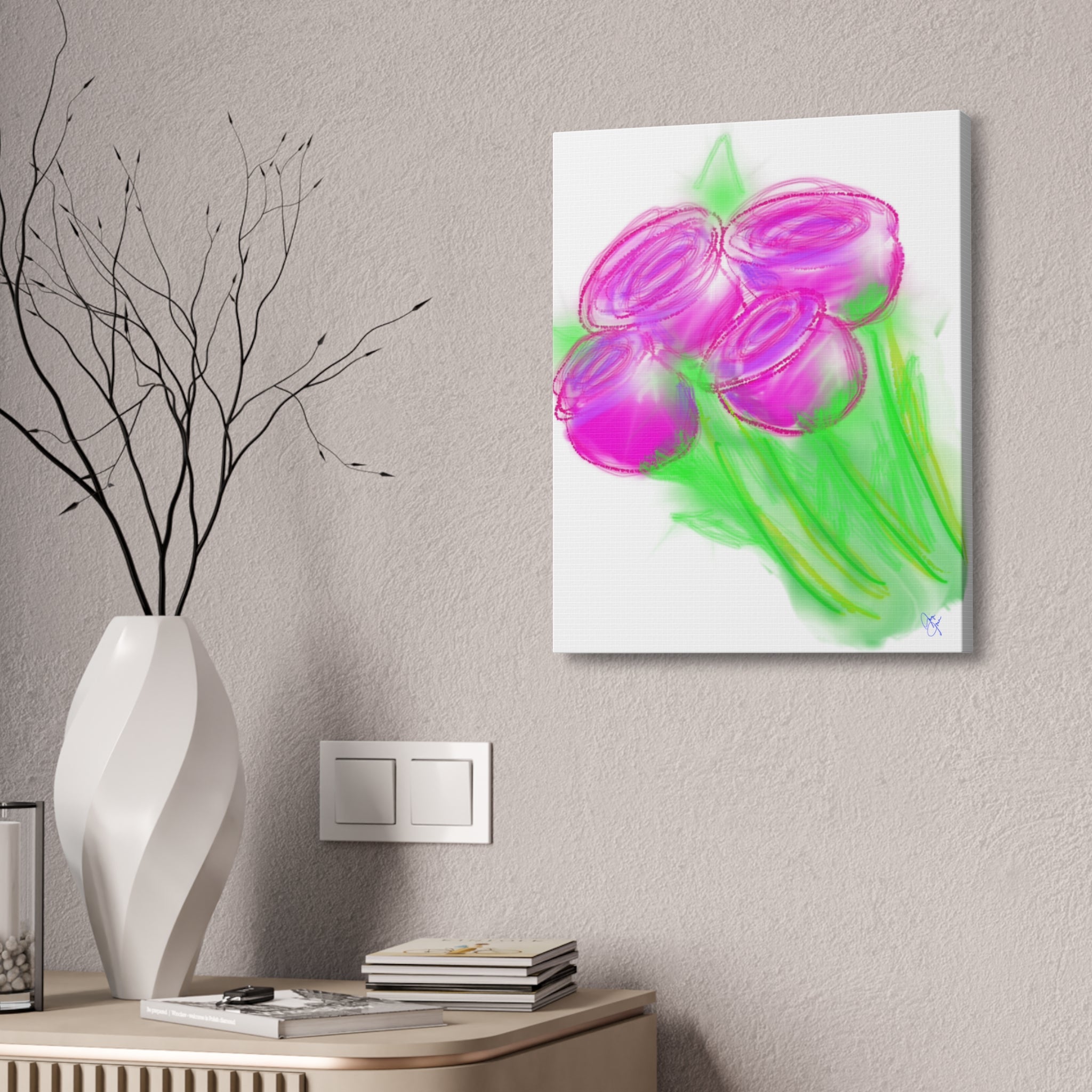 Pink Bloom Abstract Canvas