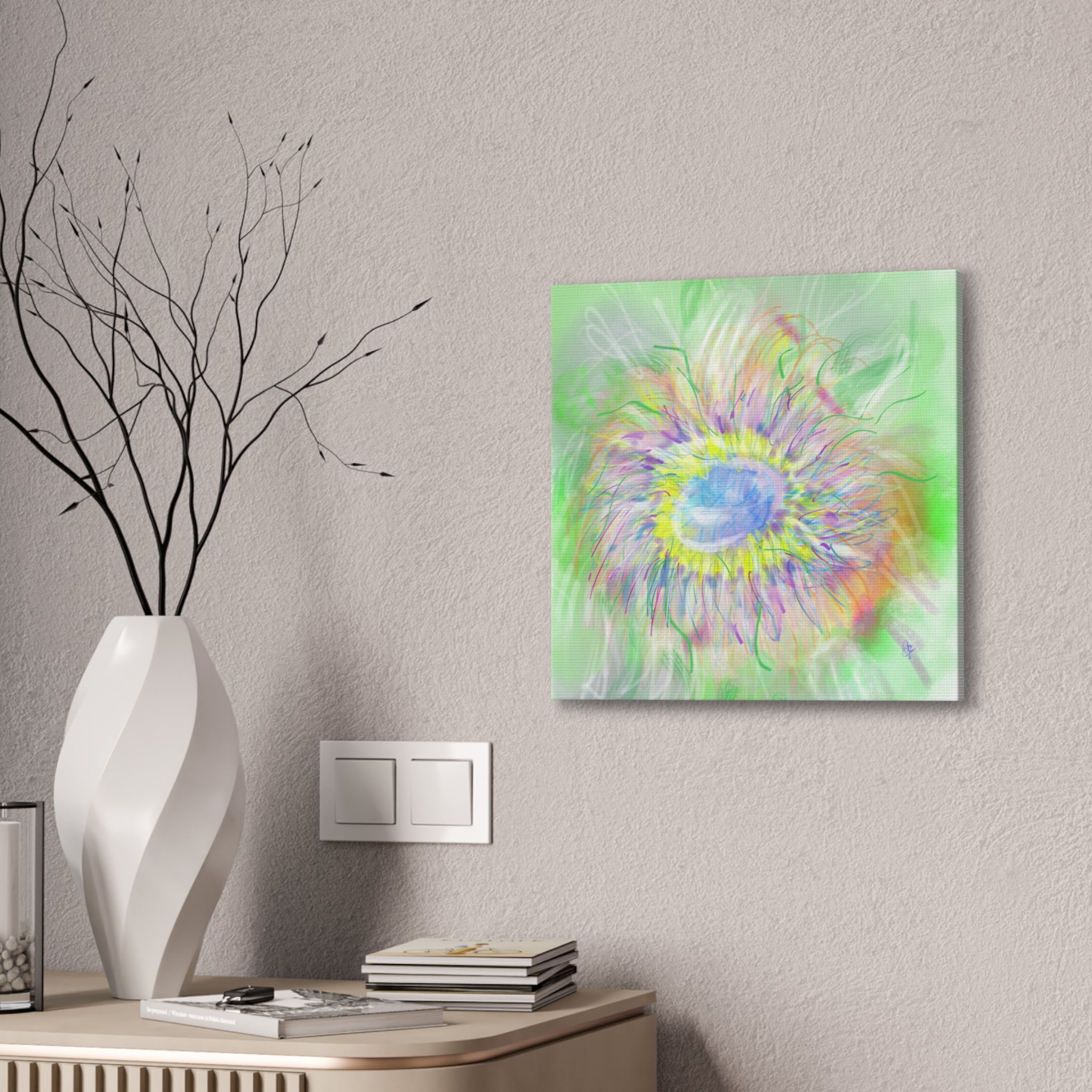 Abstract Pastel Bloom Canvas Print — Floral Wall Art for Living Room & Nursery
