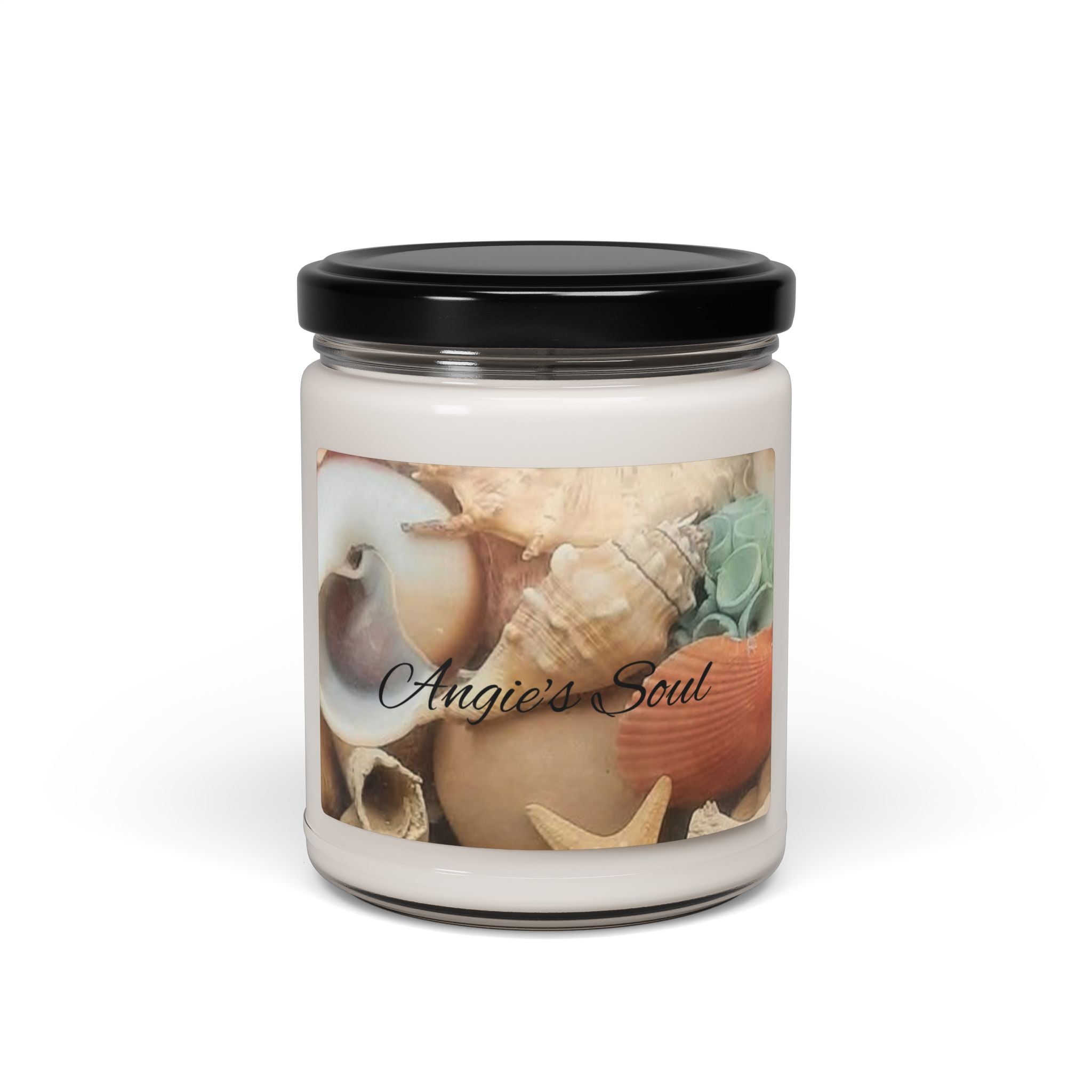 Seashell Soy Candle 9oz — 'Angie's Soul' Beach Scented Jar Candle