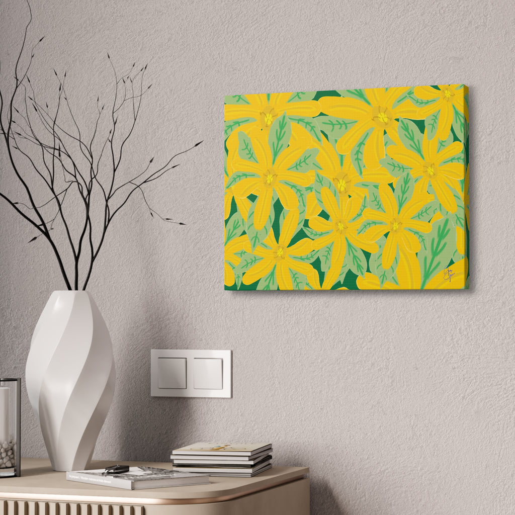 Yellow Daisy Canvas Wall Art — Bright Floral Stretched Canvas (1.5" Depth)