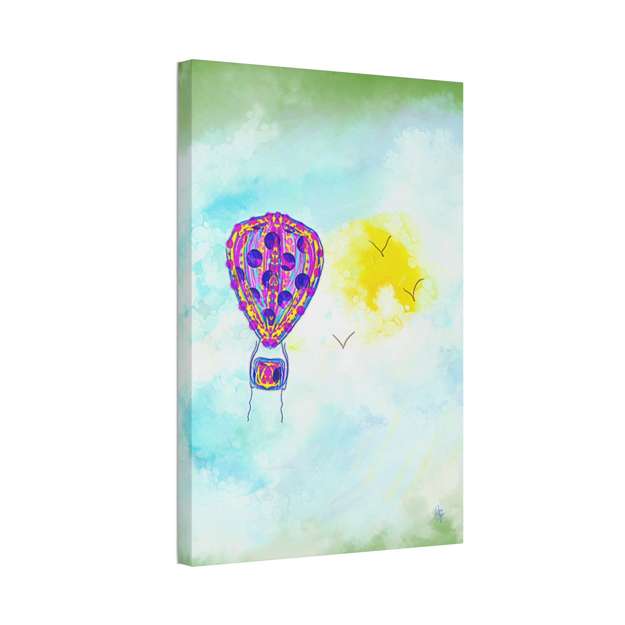 Hot Air Balloon Canvas Art – Whimsical Sunshine Nursery Wall Décor (Stretched Canvas)
