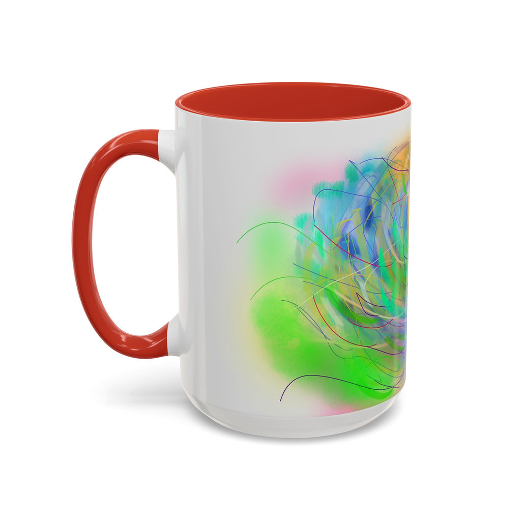 Abstract Sunrise Accent Coffee Mug — Colorful Swirl Art Coffee Cup (11/15oz)