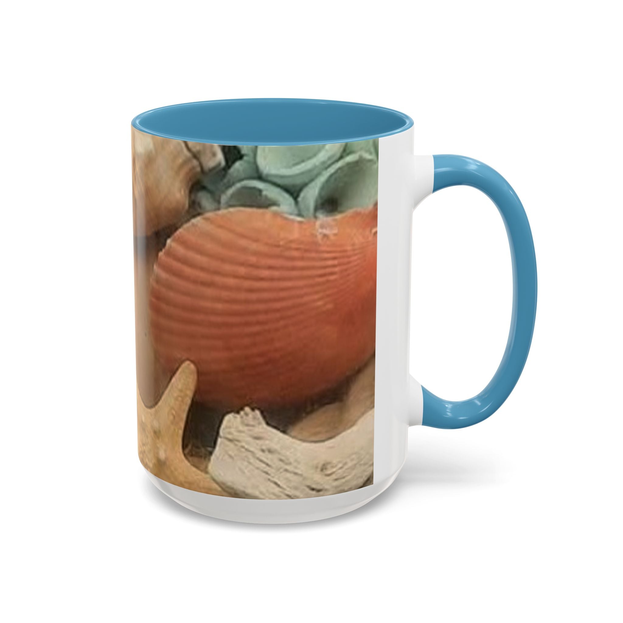 Seashell Beach Accent Coffee Mug — Coastal Shells Design (11/15 oz)