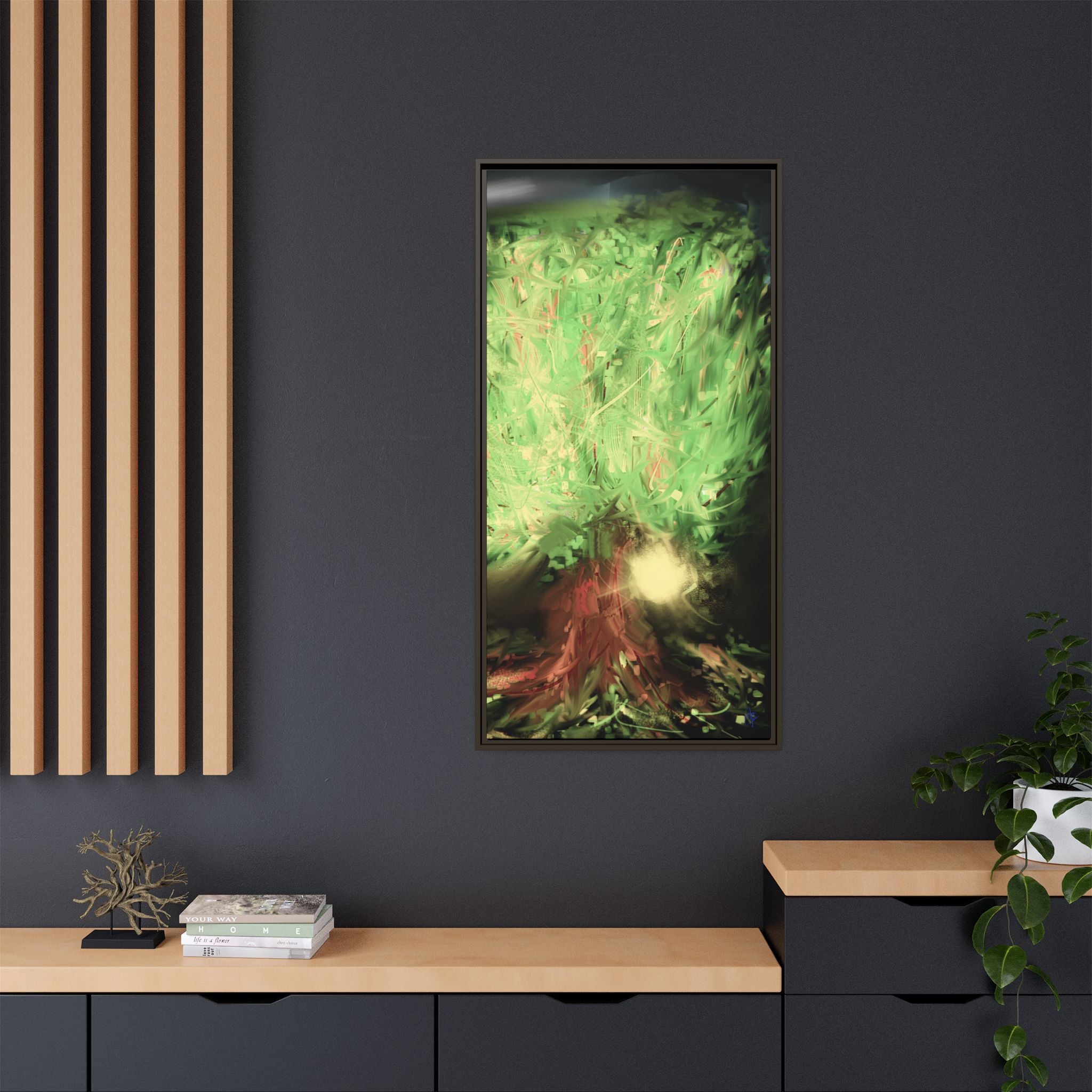 Sunset Tree Matte Canvas Framed Wall Art
