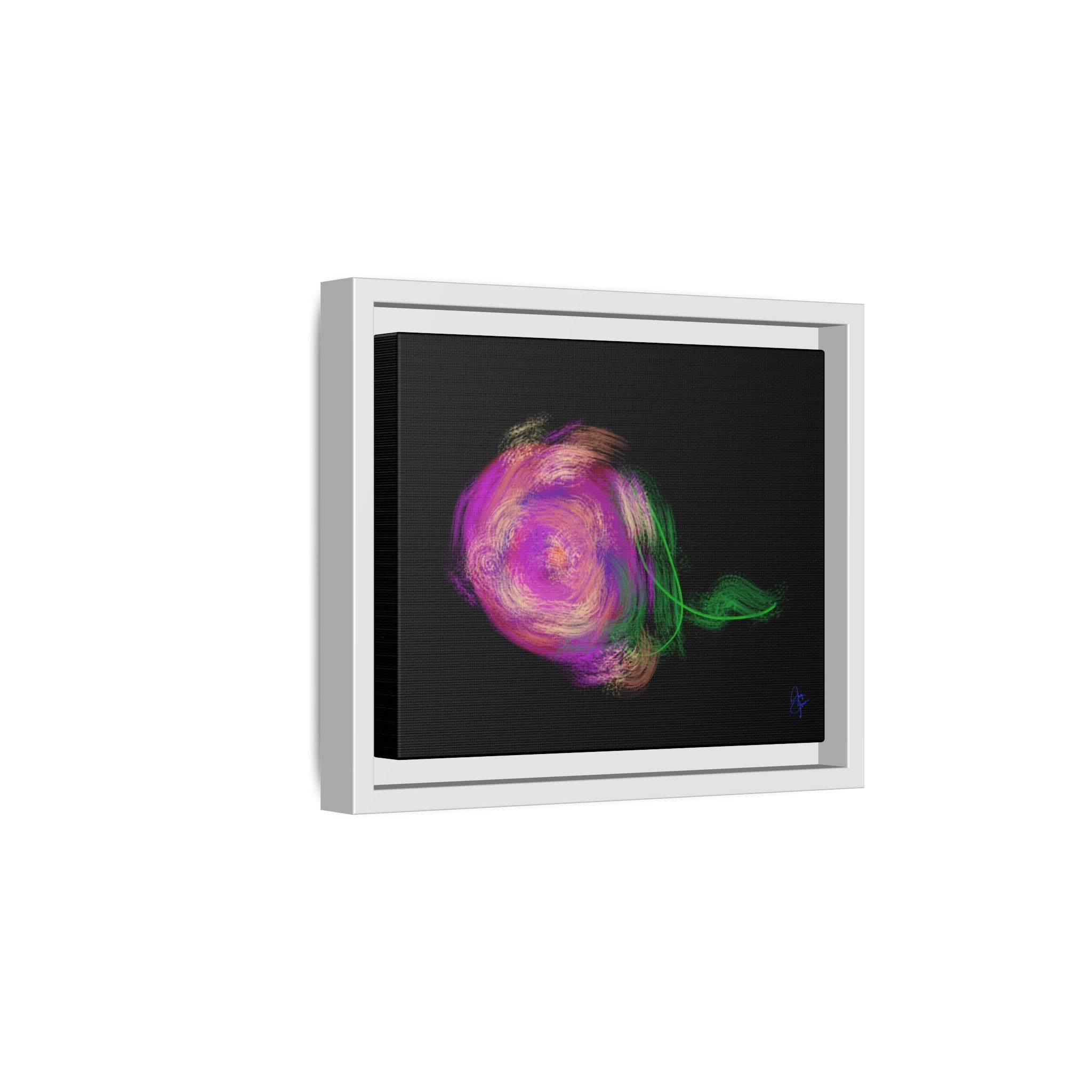 Abstract Rose Swirl Matte Framed Canvas — Multicolor Floral Wall Art