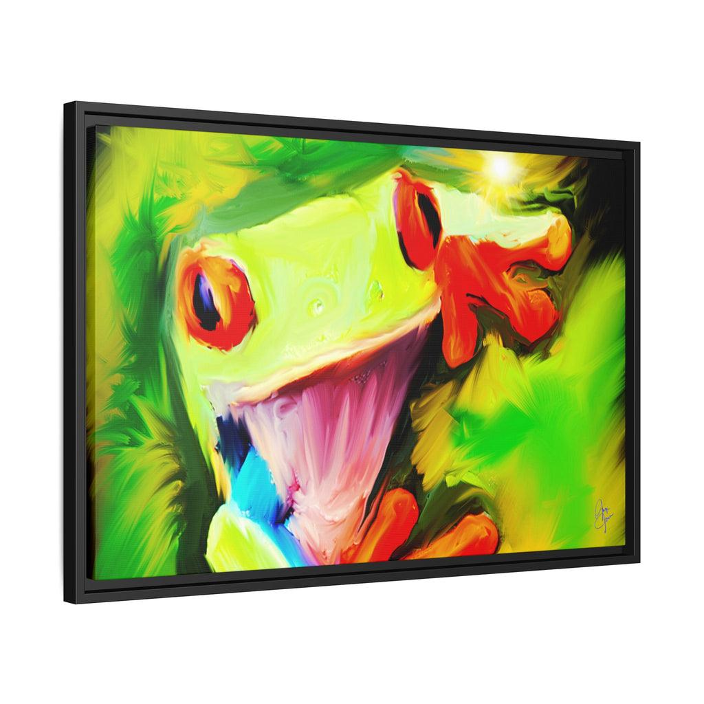 Colorful Tree Frog Matte Canvas Print — Framed Tropical Wall Art
