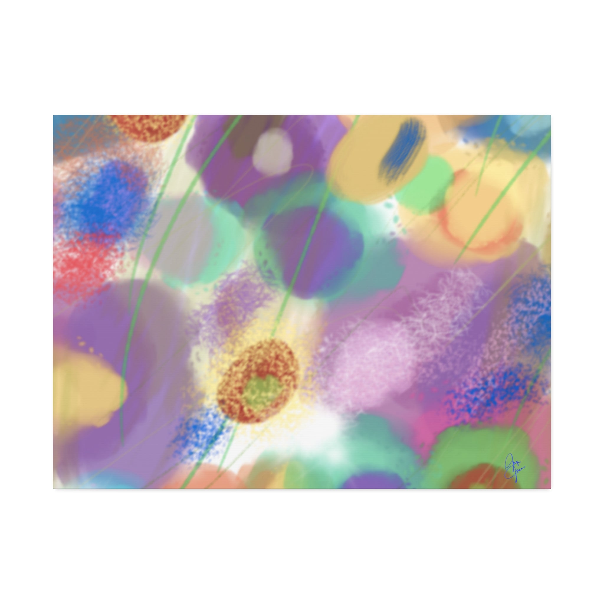 Abstract Pastel Floral Canvas Art — Colorful Stretched Wall Decor