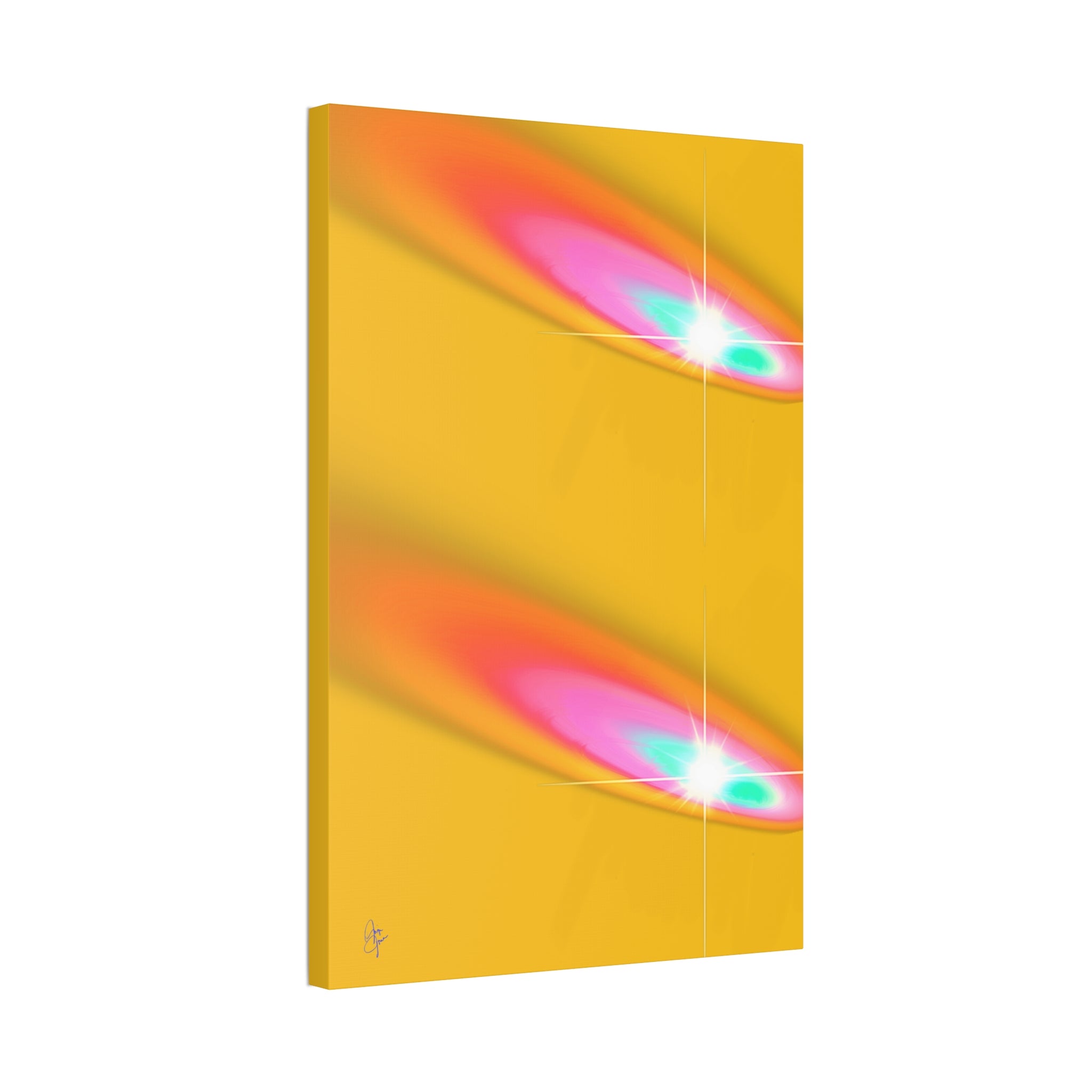 Abstract Neon Comet Canvas — Vibrant Turquoise & Pink Stretched Wall Art (1.5" Depth)