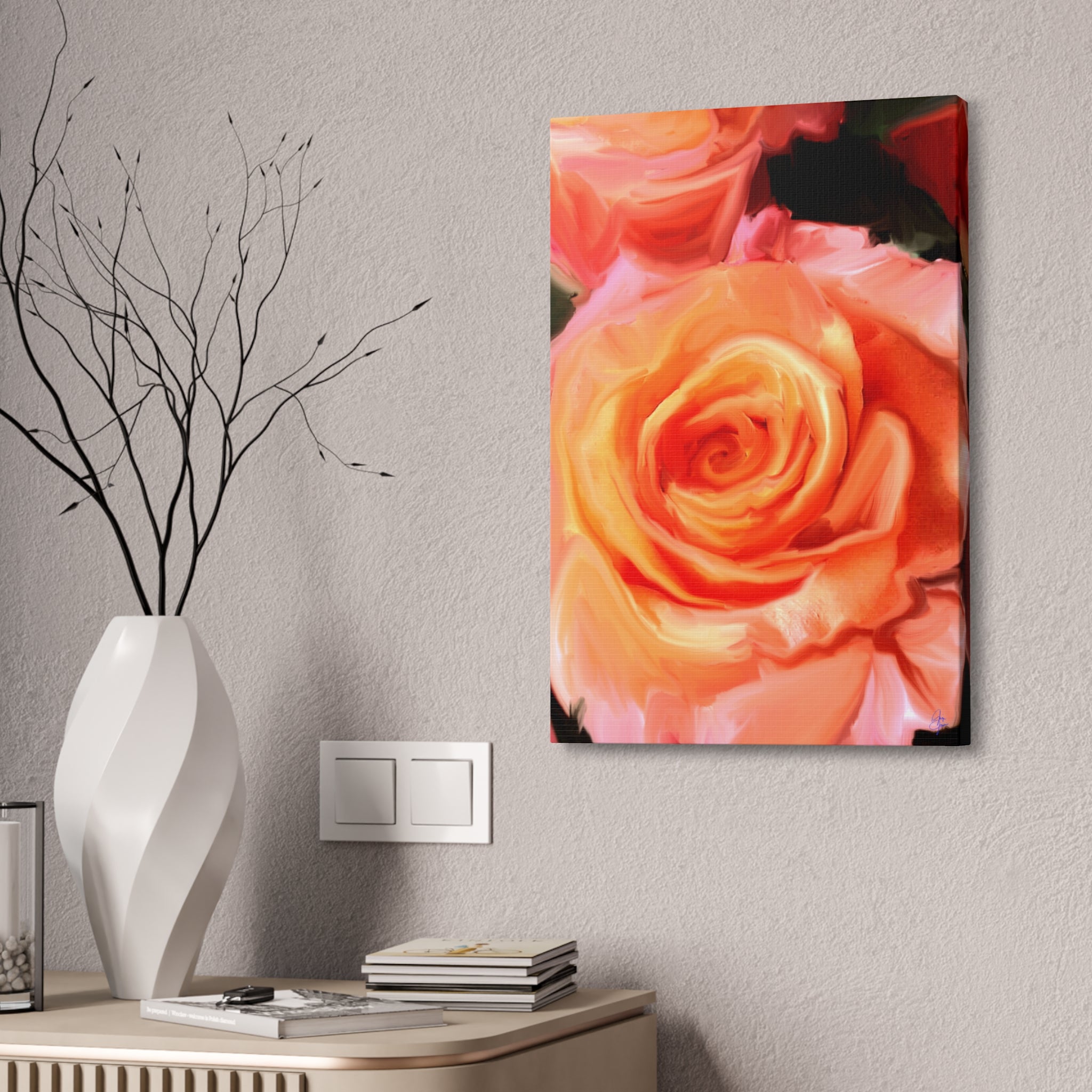 Orange Rose Canvas Print — Stretched 1.5" Wall Art