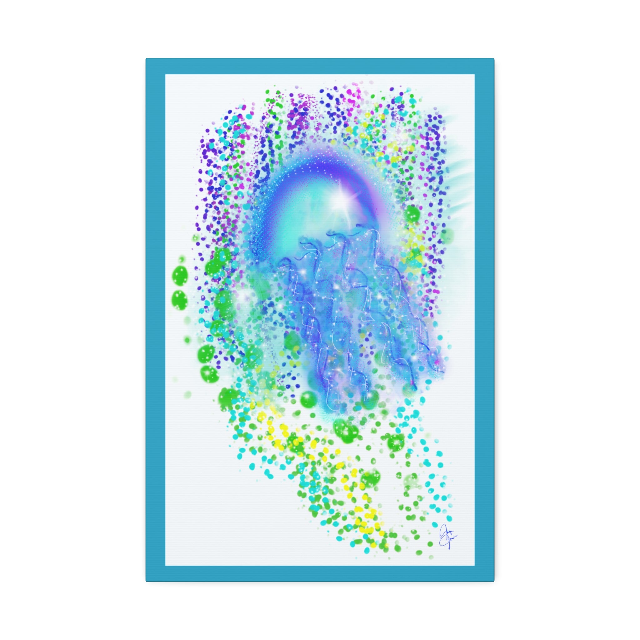 Blue Jellyfish Canvas Wall Art – Stretched 1.5" Ocean Abstract Print