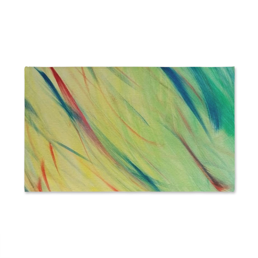 Abstract Pastel Streaks Hand Towel – Soft Green & Teal Decorative Kitchen Towel