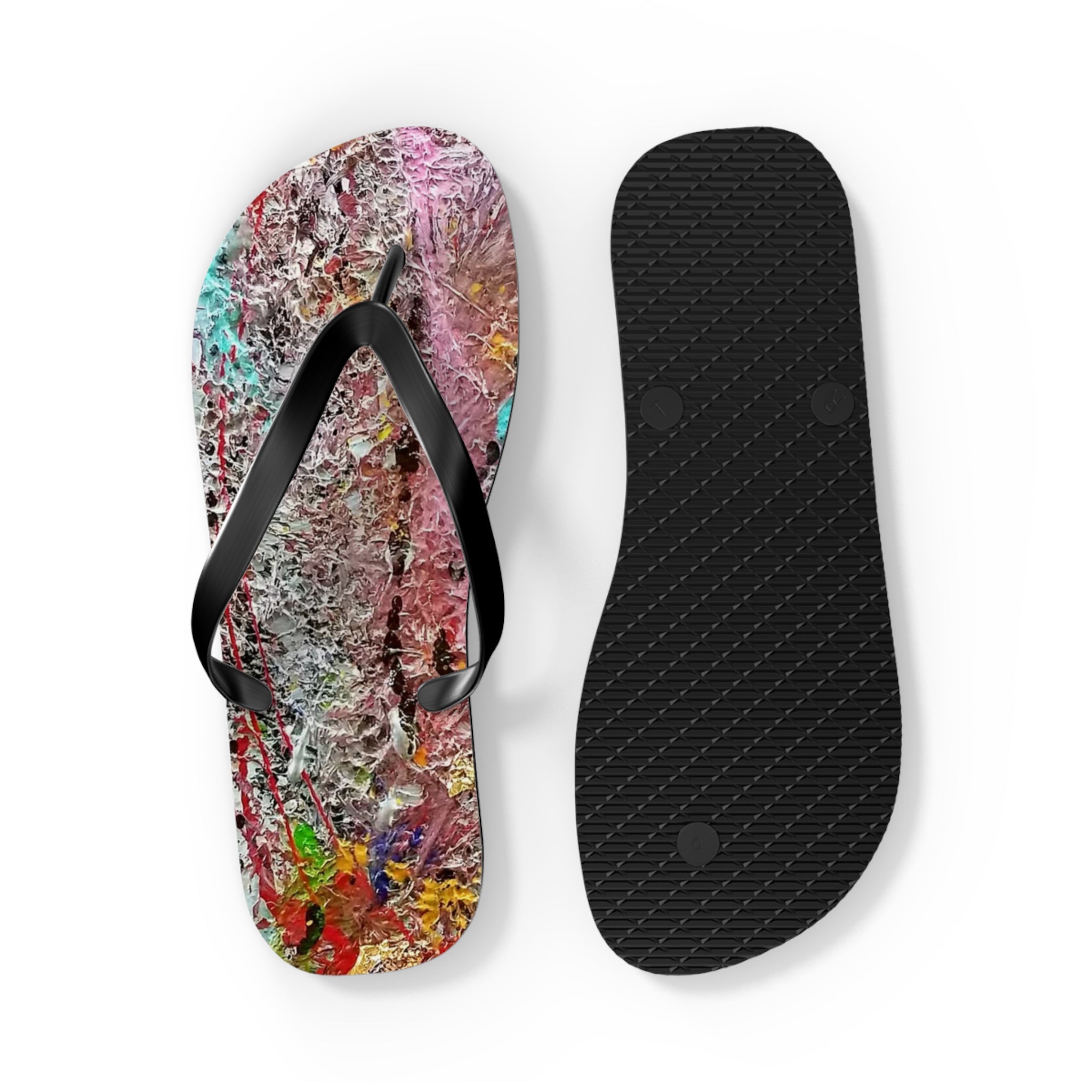 Artistic Abstract Flip Flops — Colorful Graffiti Texture Sandals