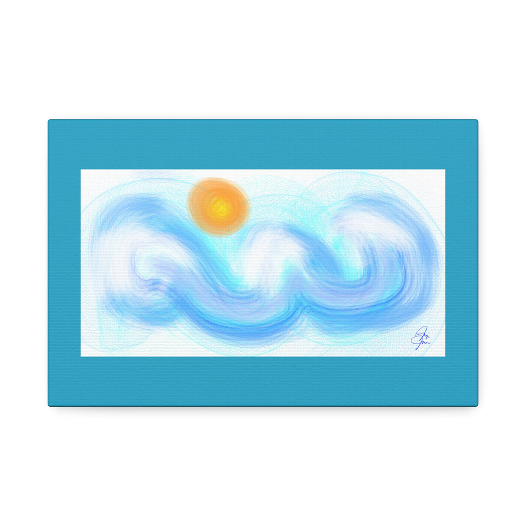 Abstract Ocean Wave Canvas — Turquoise Stretched Wall Art