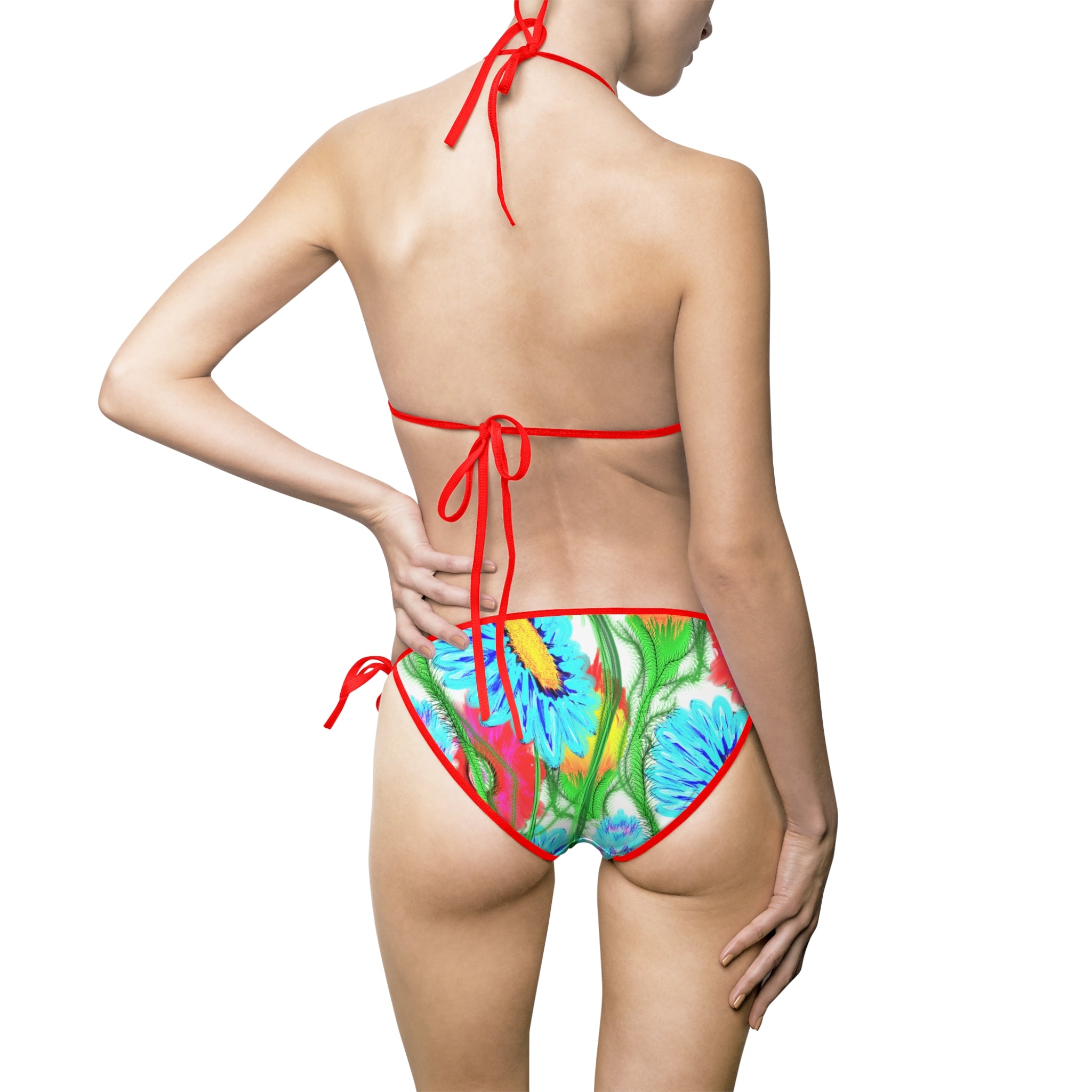 Tie-String Bikini - Bright Watercolor Floral Print