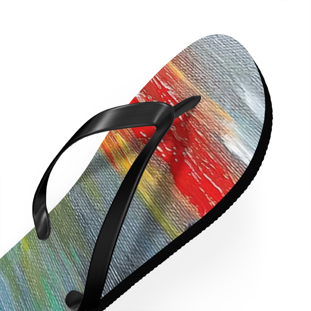 Watercolor Sunset Flip Flops — Colorful Beach Sandal for Summer & Vacation