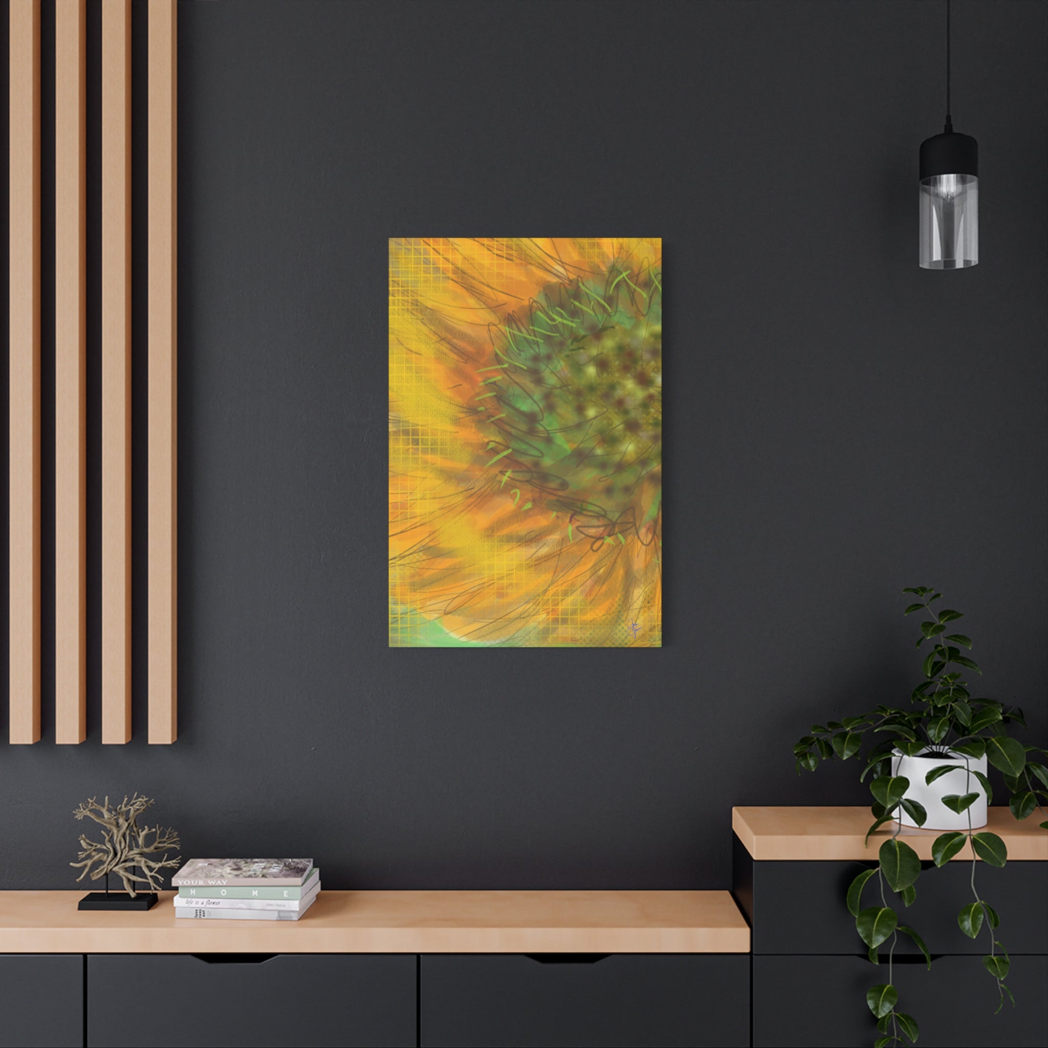Sunflower Burst Matte Canvas Wall Art — Orange Stretched Canvas Print