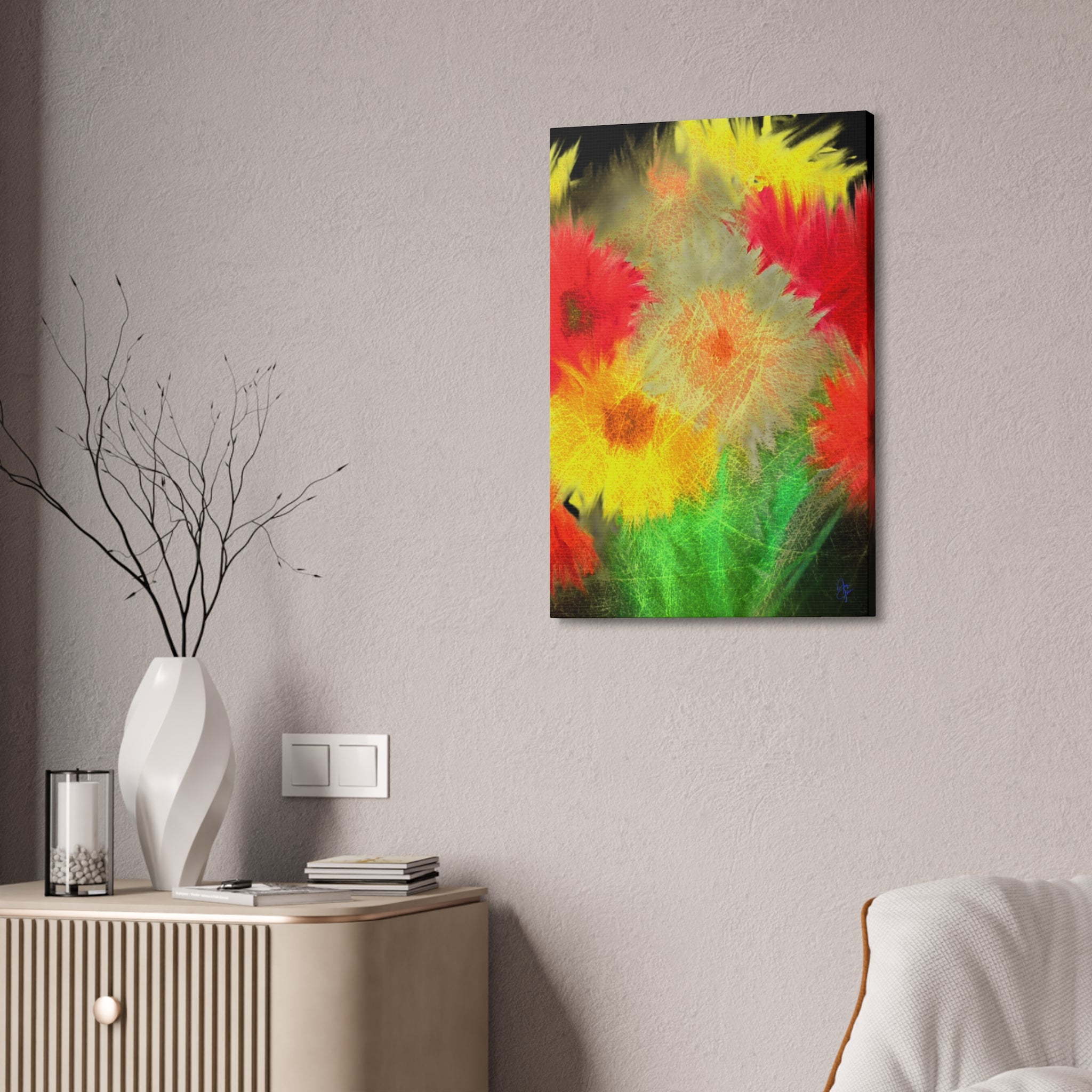 Abstract Rainbow Pumpkin Canvas Stretched 1.5" – Colorful Fall Wall Art